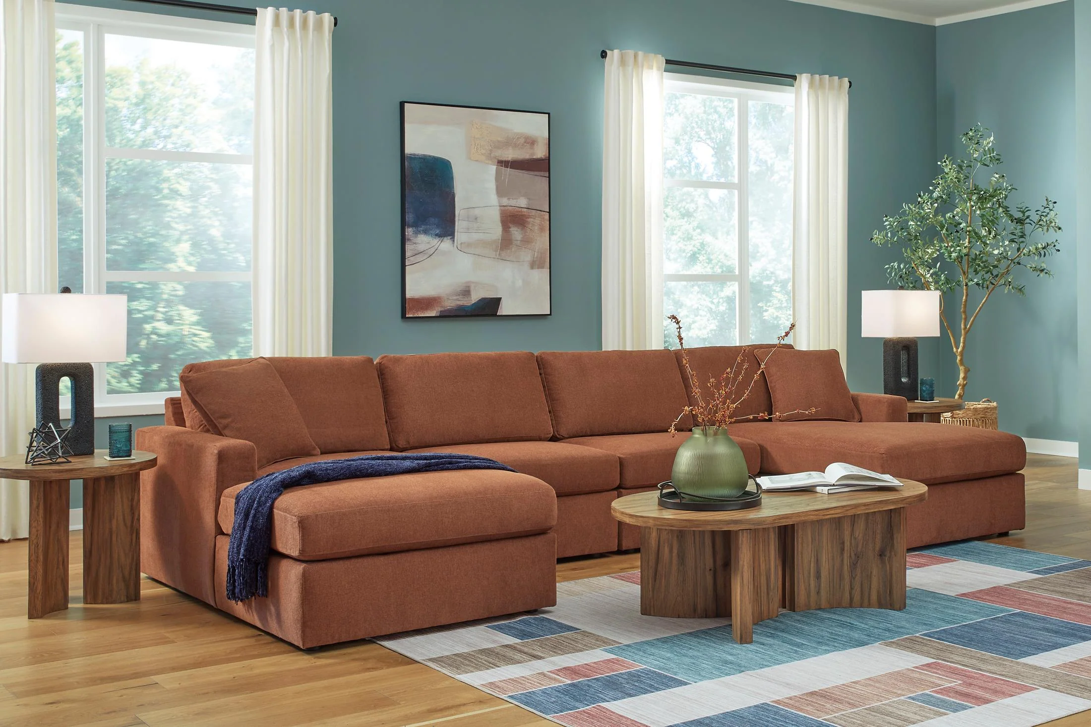 Ashley Modmax 4-Piece Modular Next-Gen Nuvella™ Performance Fabric Double Chaise Sectional