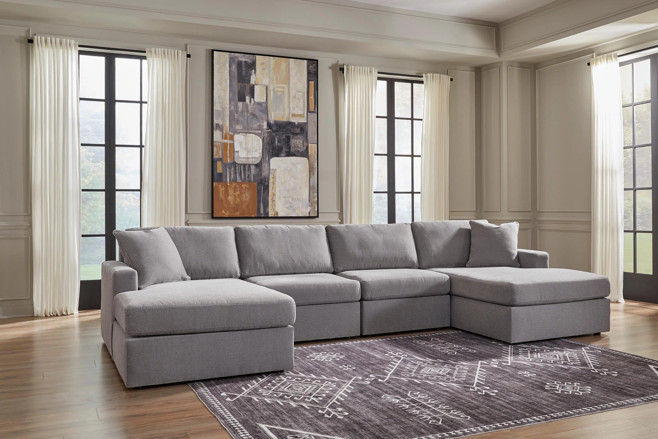 Ashley Modmax 4-Piece Modular Next-Gen Nuvella™ Performance Fabric Double Chaise Sectional