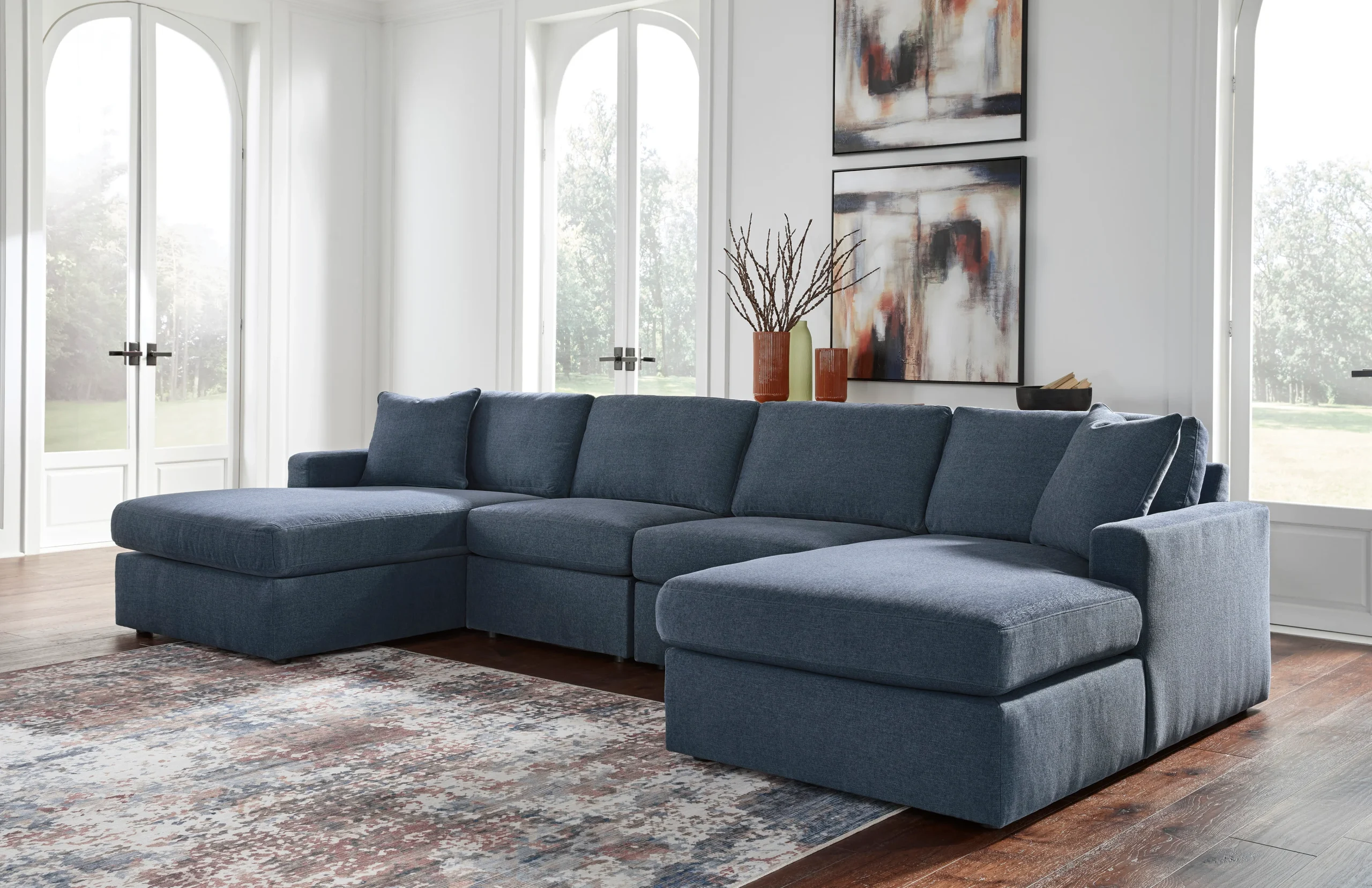 Ashley Modmax 4-Piece Modular Next-Gen Nuvella™ Performance Fabric Double Chaise Sectional
