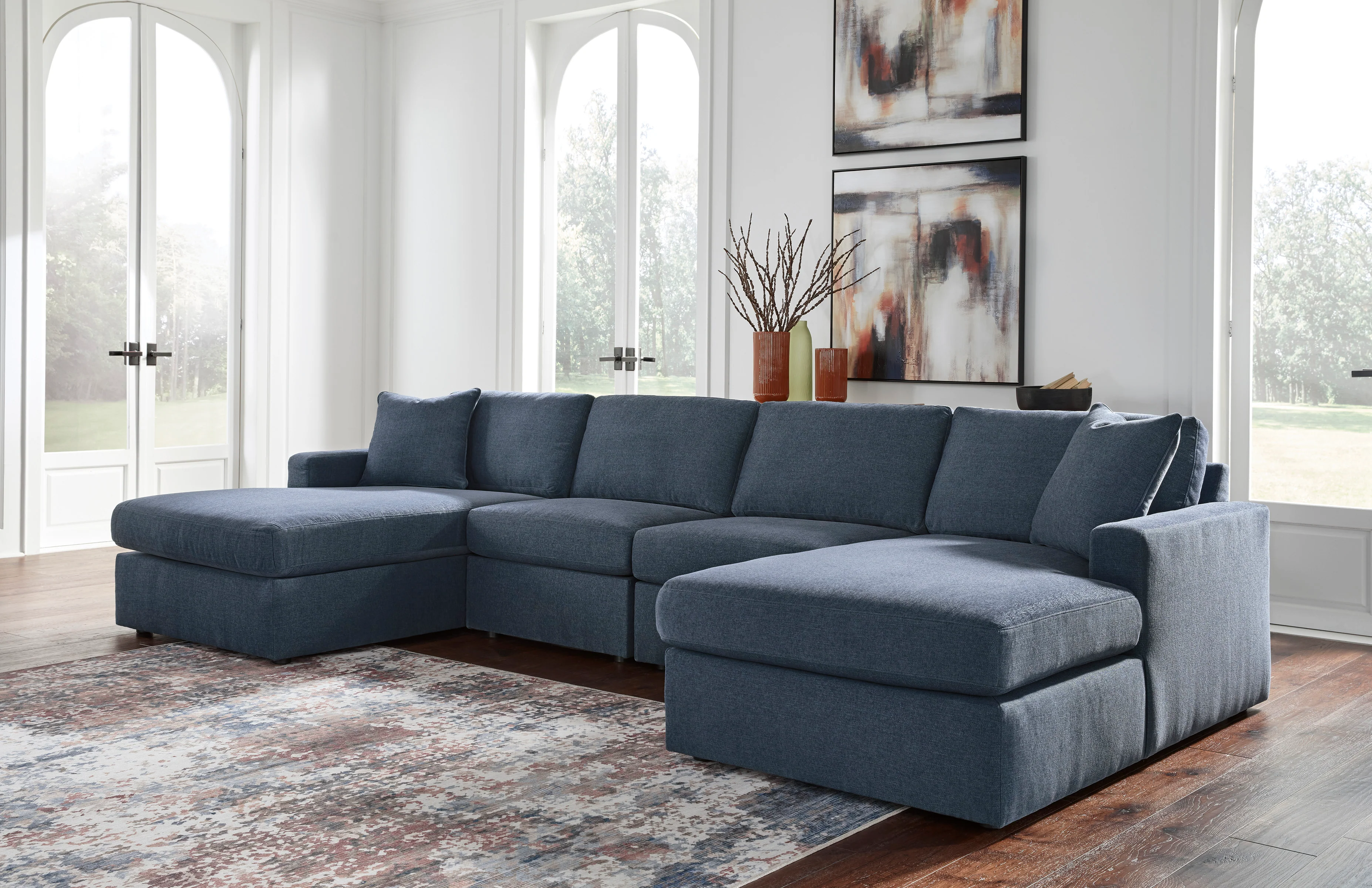 Ashley Modmax 4-Piece Modular Next-Gen Nuvella™ Performance Fabric Double Chaise Sectional