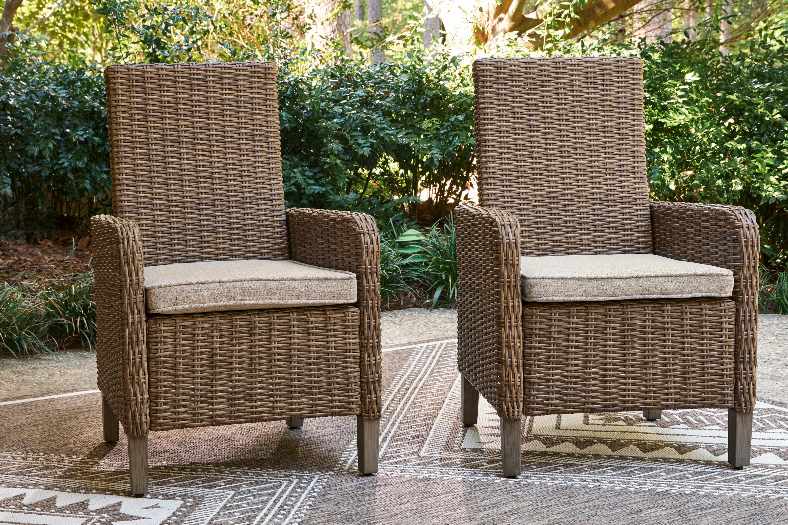 Ashley Revare Beach Outdoor Patio Arm Chair With Cushion (Set of 2)