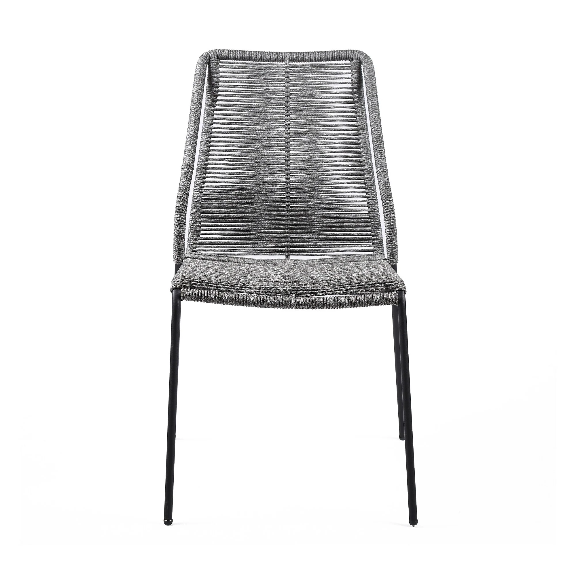Clip Indoor Outdoor Stackable Steel Dining Chair with Rope
