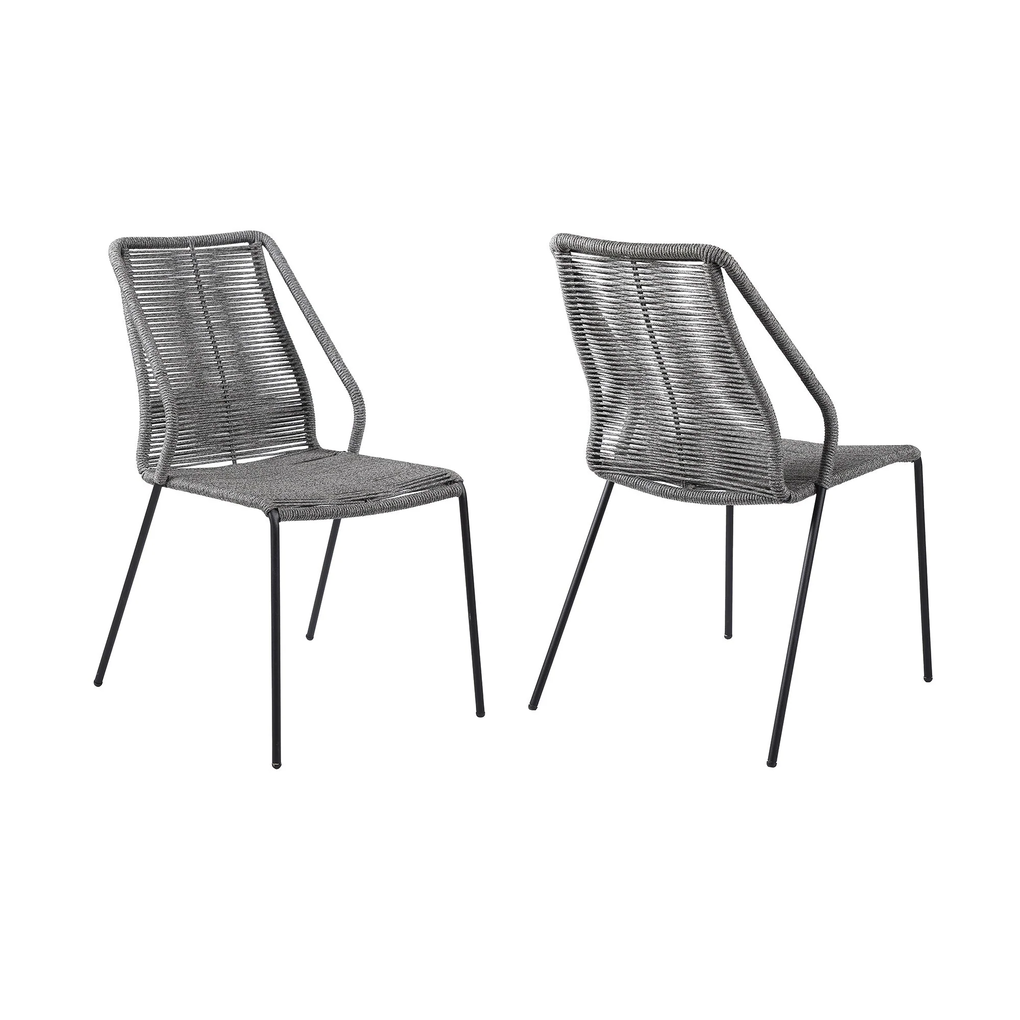Clip Indoor Outdoor Stackable Steel Dining Chair with Rope