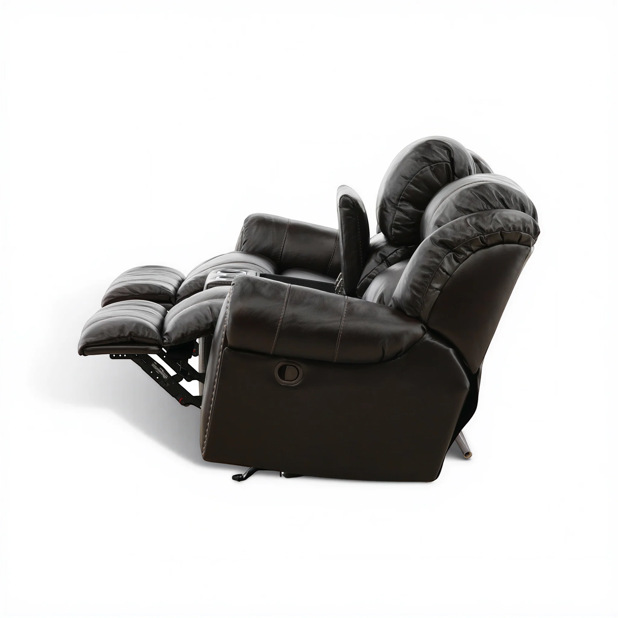 Falynn Manual Leather Rocker Recliner Console Loveseat
