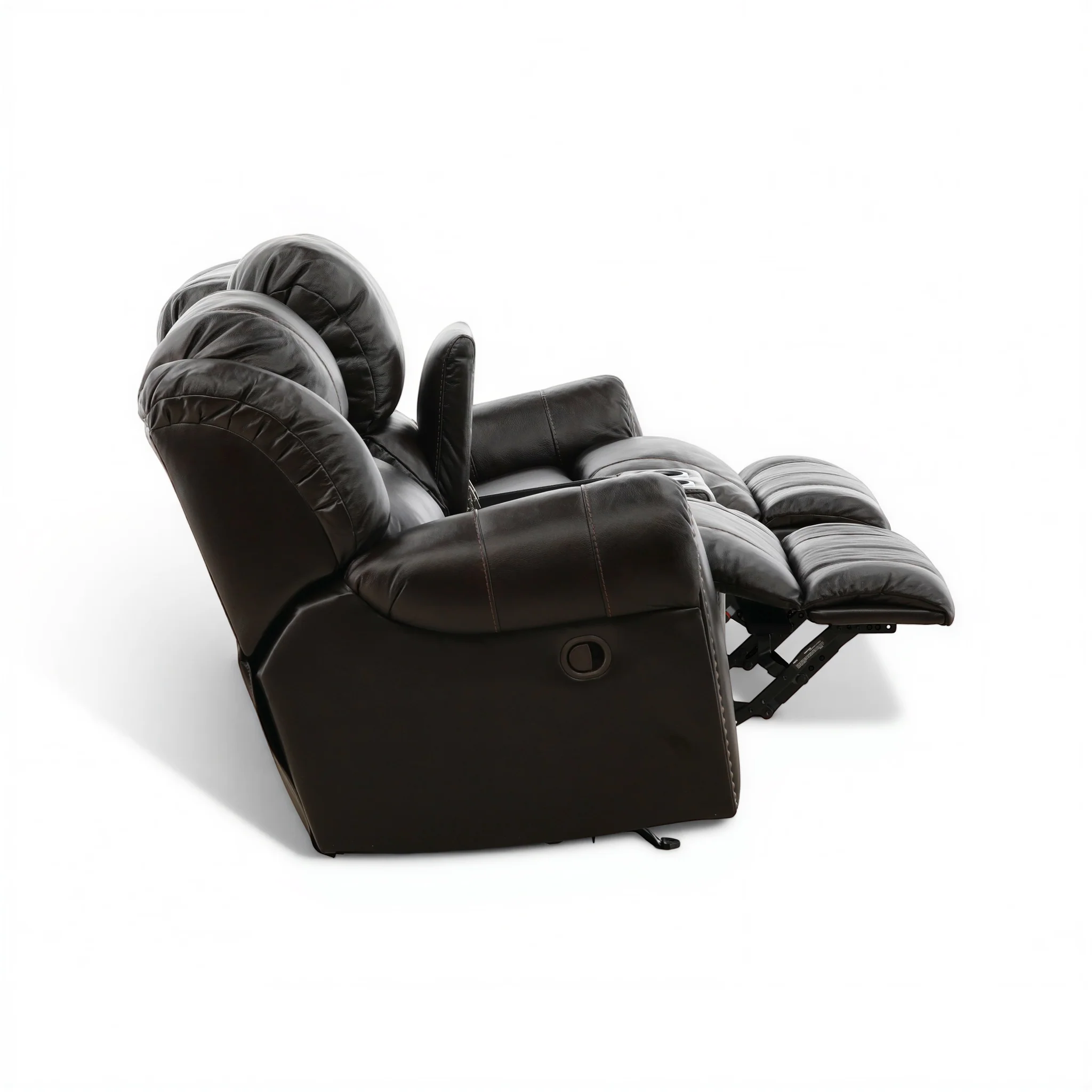 Falynn Manual Leather Rocker Recliner Console Loveseat