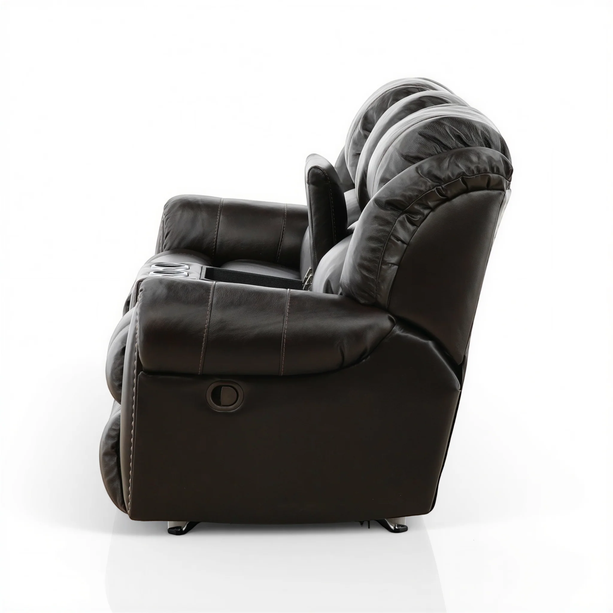 Falynn Manual Leather Rocker Recliner Console Loveseat
