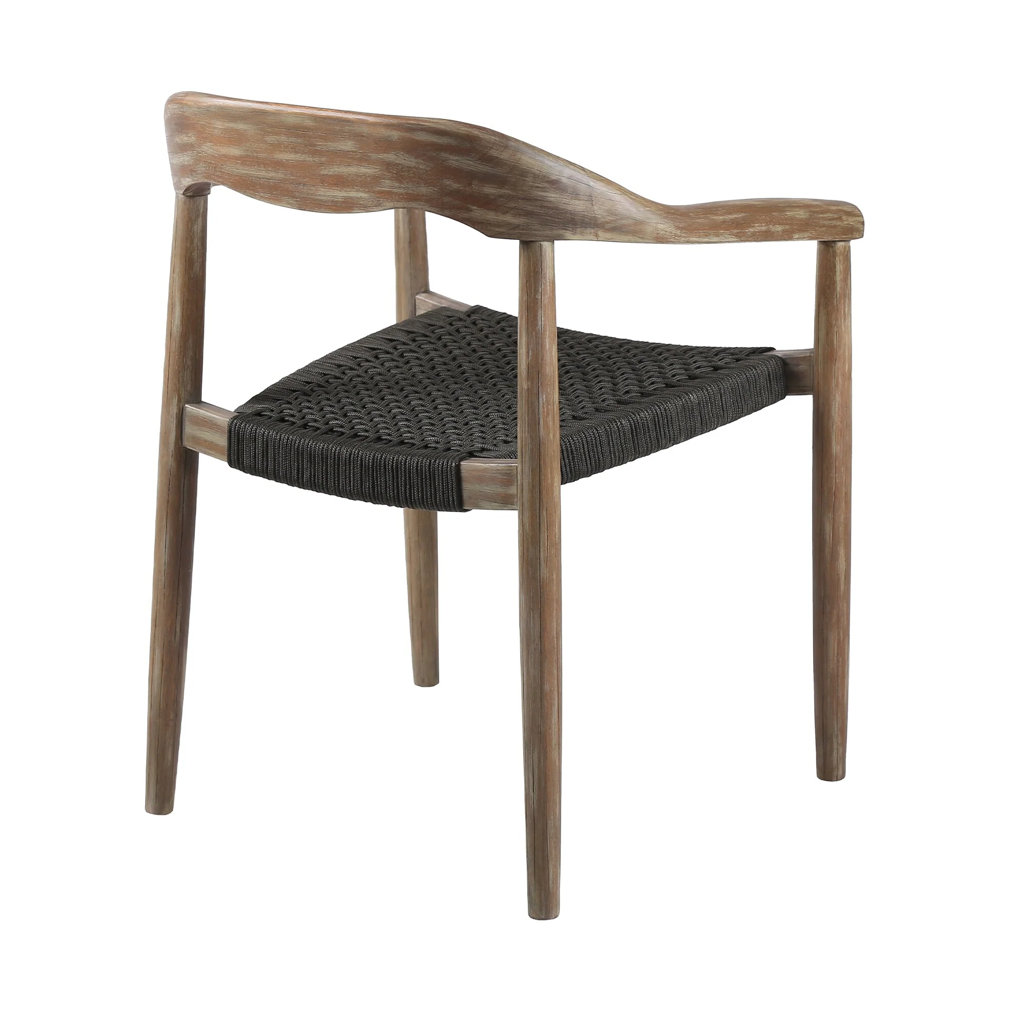 Santo Indoor Outdoor Stackable Dining Chair in Eucalyptus Wood with Charcoal Rope (Set of 2)
