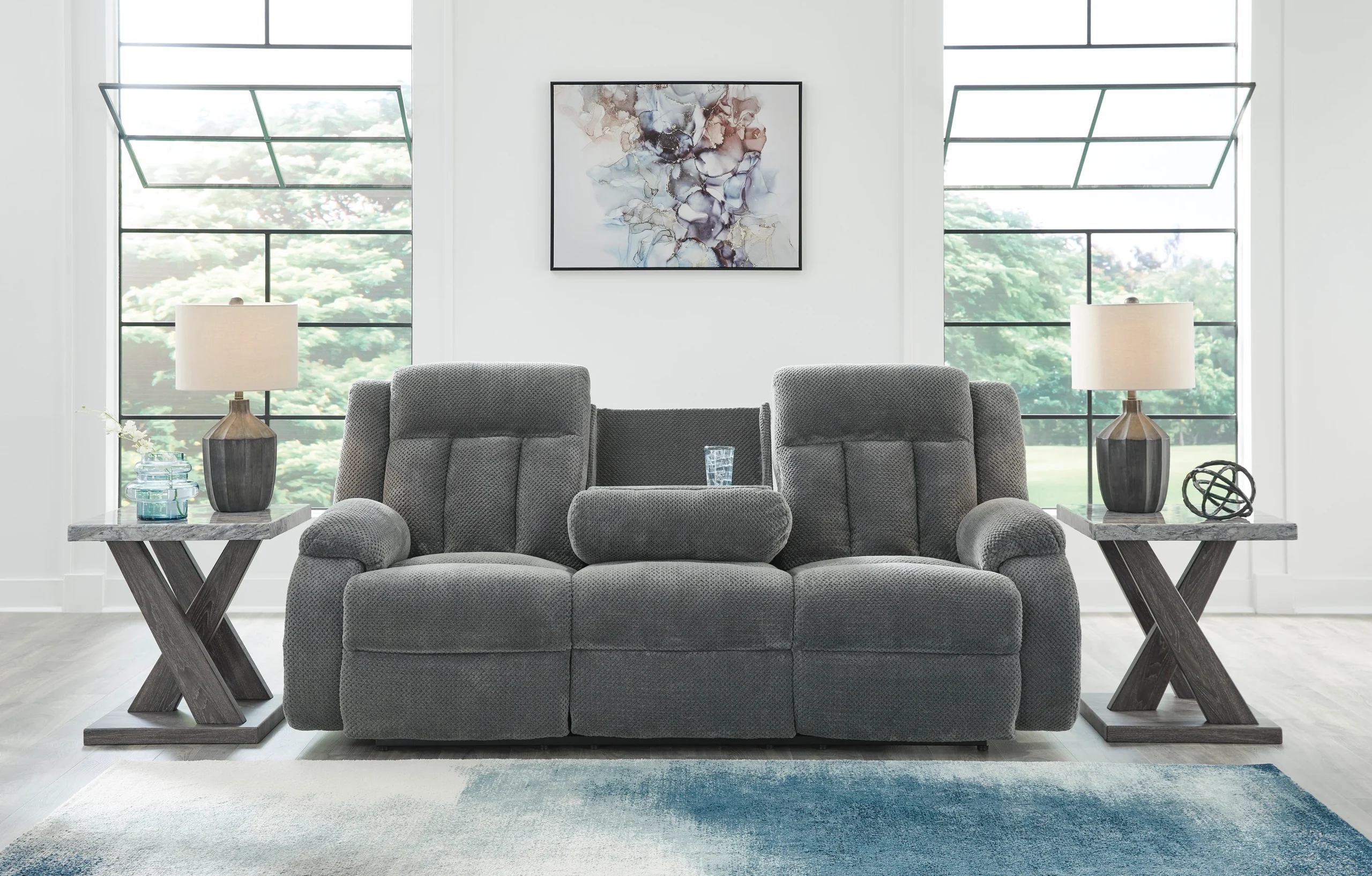 Greely Bend Power Reclining Sofa with Drop Down Table