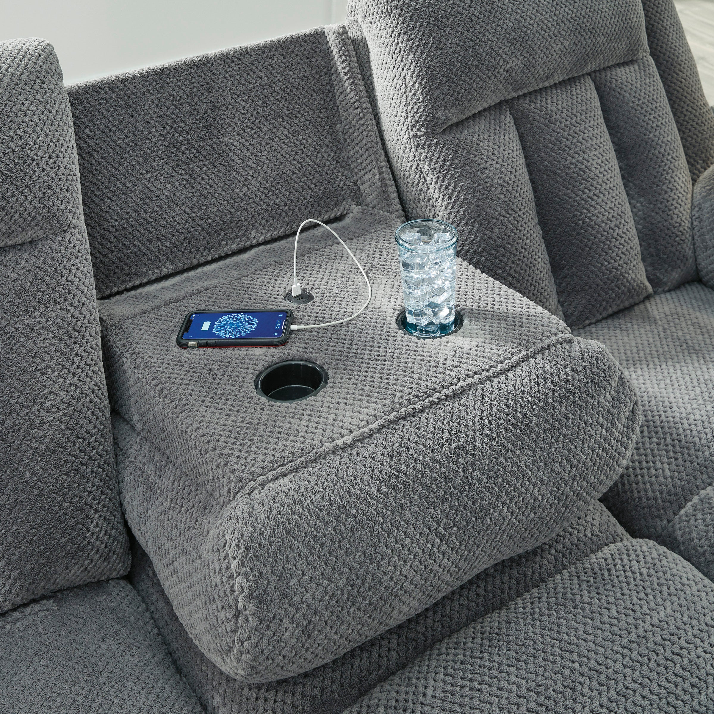 Greely Bend Power Reclining Sofa with Drop Down Table