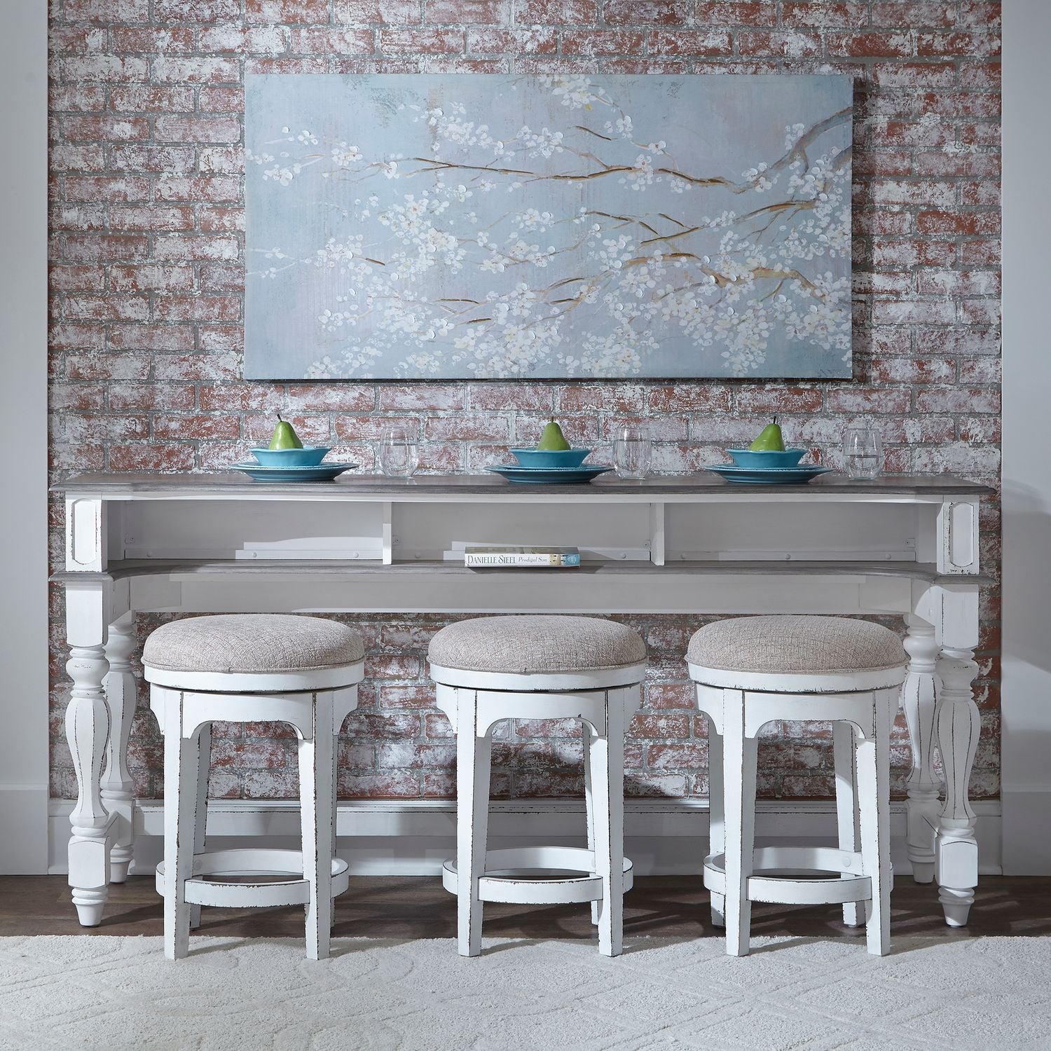 Della Console Bar Height Table and 3 Stools