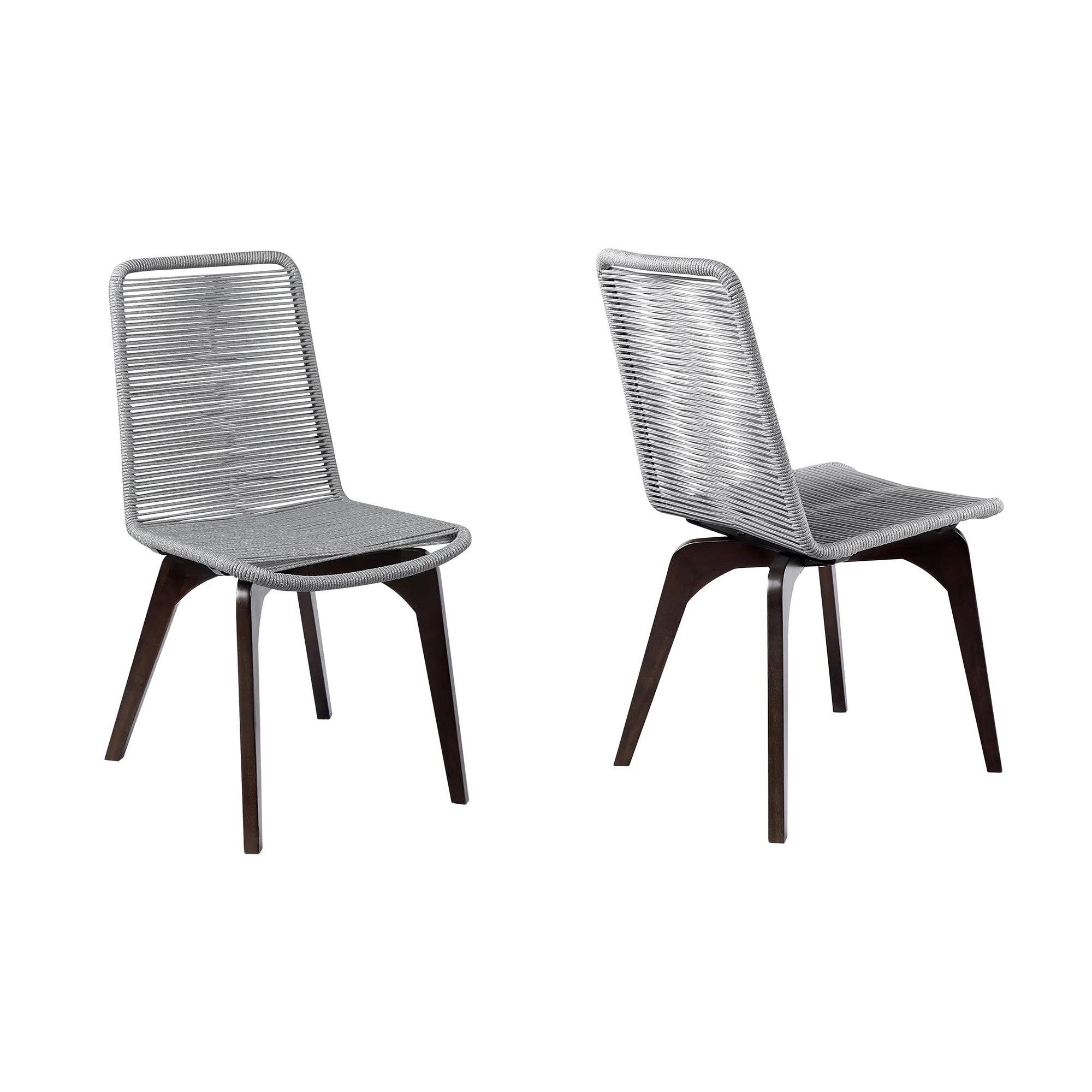 Snack Indoor Outdoor Stackable Steel Dining Chair with Gray Rope (Set of 2)
