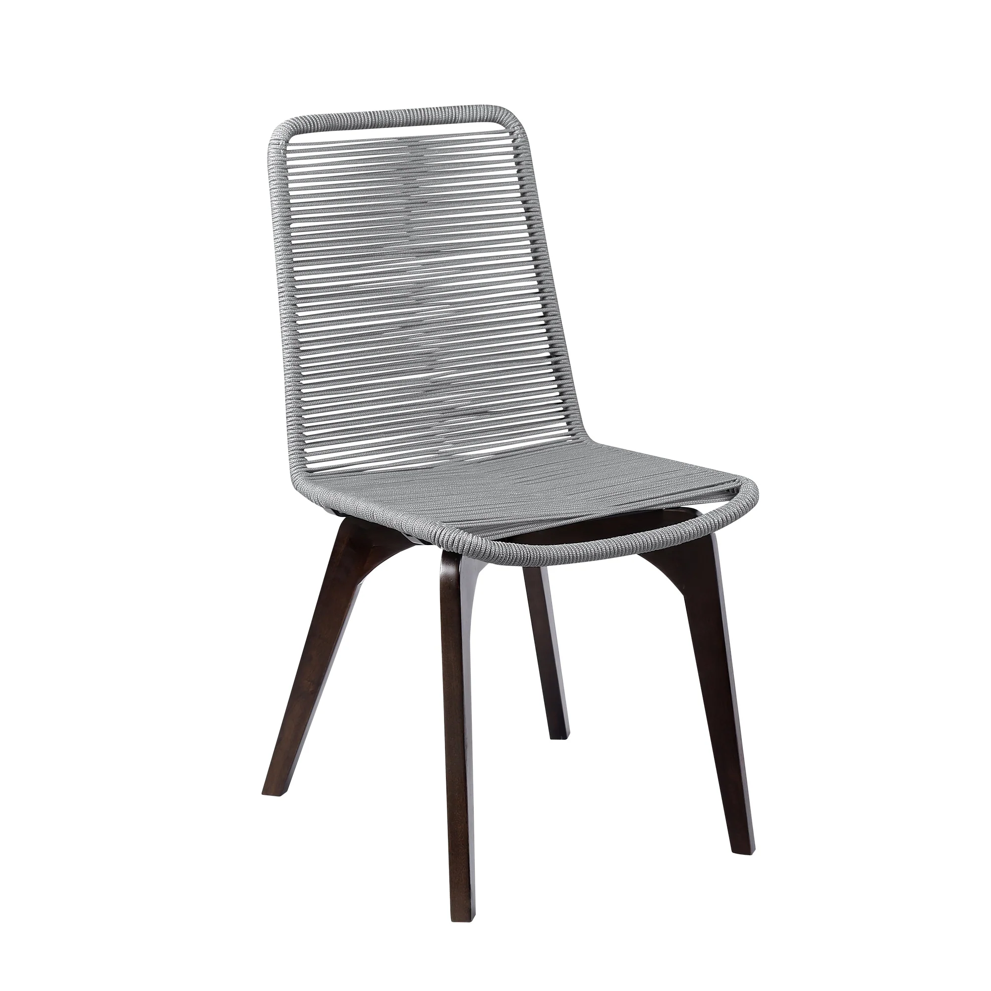 Snack Indoor Outdoor Stackable Steel Dining Chair with Gray Rope (Set of 2)