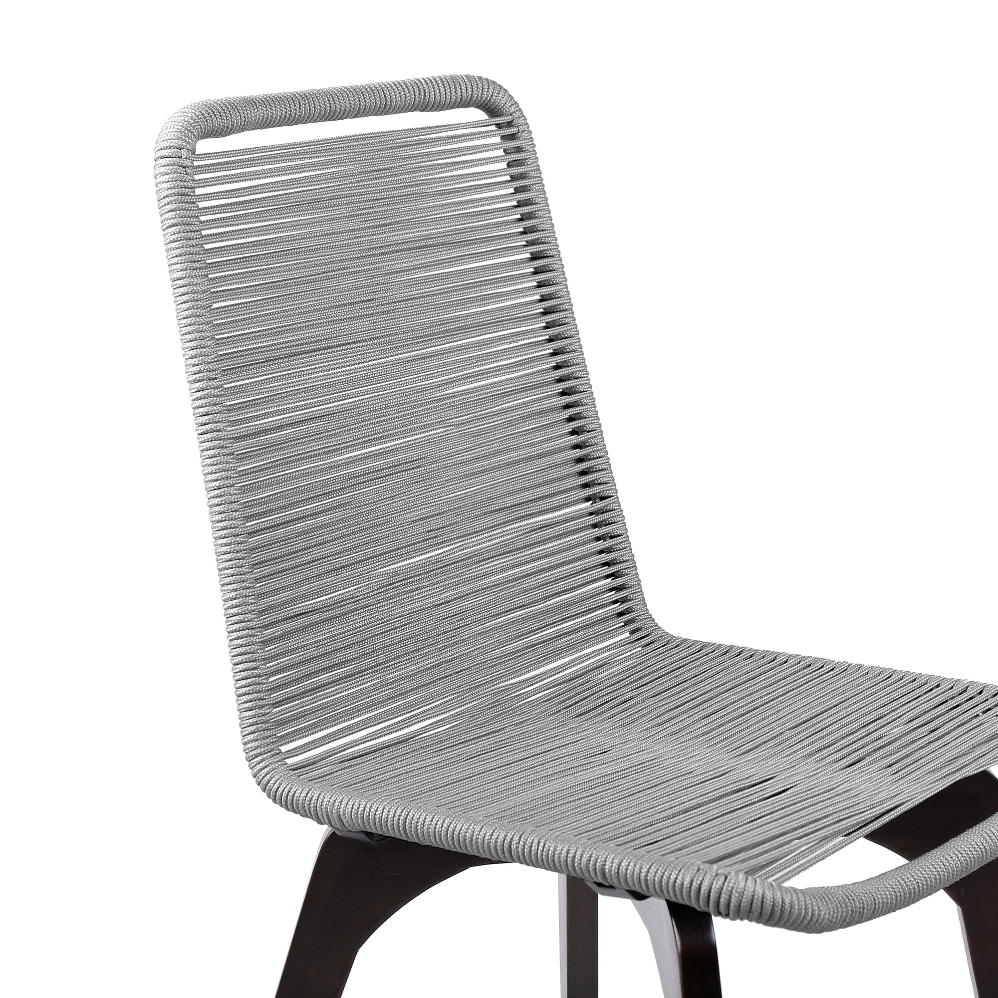 Snack Indoor Outdoor Stackable Steel Dining Chair with Gray Rope (Set of 2)