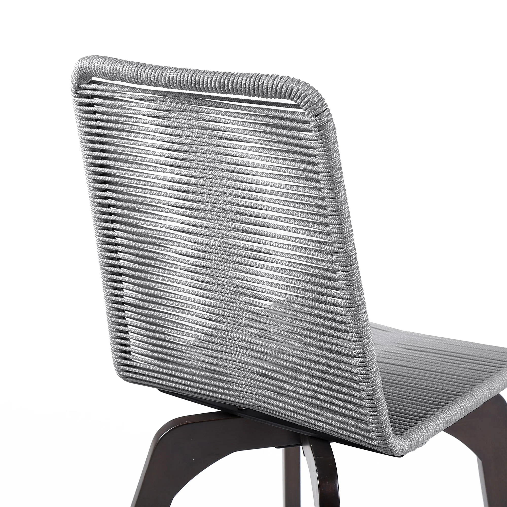 Snack Indoor Outdoor Stackable Steel Dining Chair with Gray Rope (Set of 2)