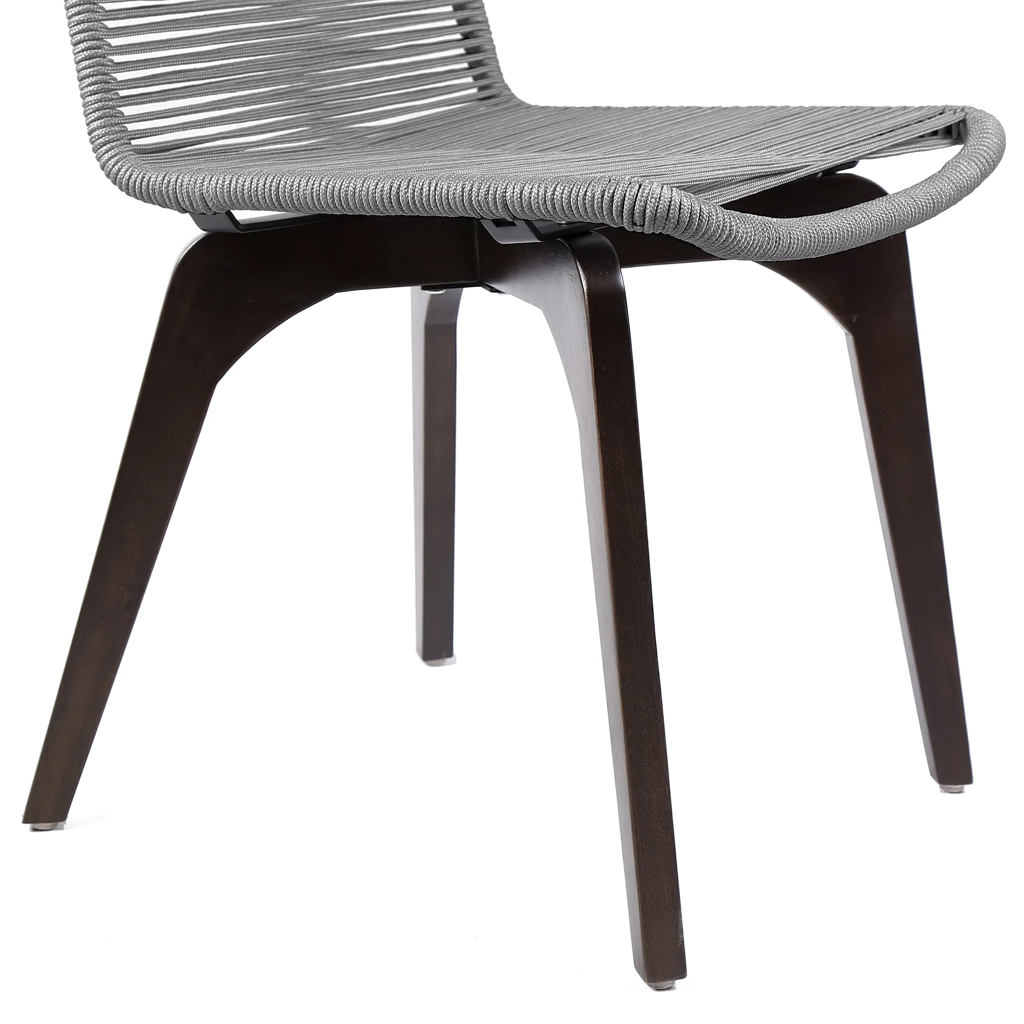 Snack Indoor Outdoor Stackable Steel Dining Chair with Gray Rope (Set of 2)