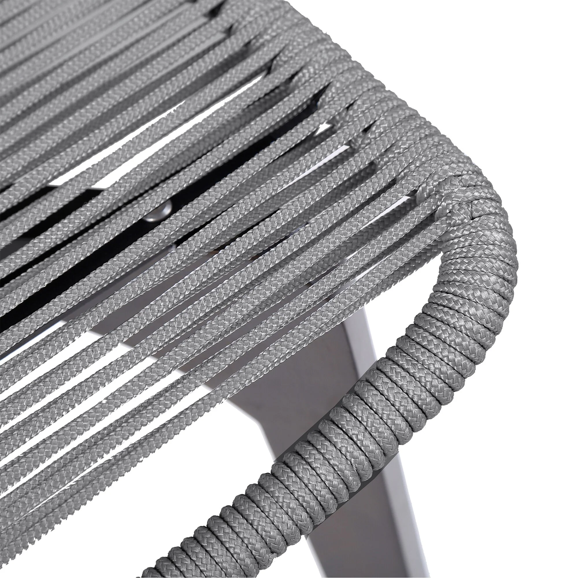 Snack Indoor Outdoor Stackable Steel Dining Chair with Gray Rope (Set of 2)