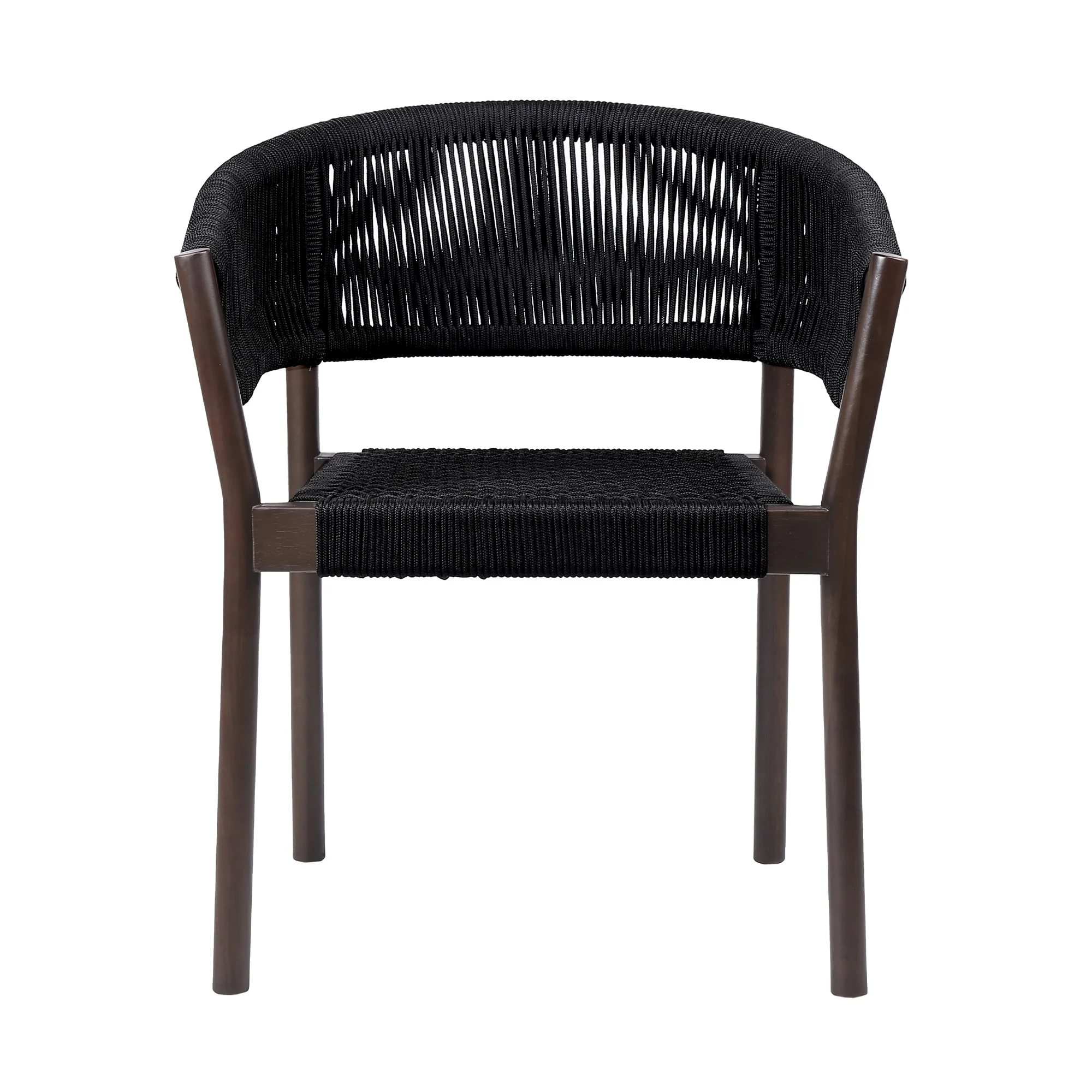Doris Indoor Outdoor Dining Chair in Light Eucalyptus Wood with Charcoal Rope (Set of 2)