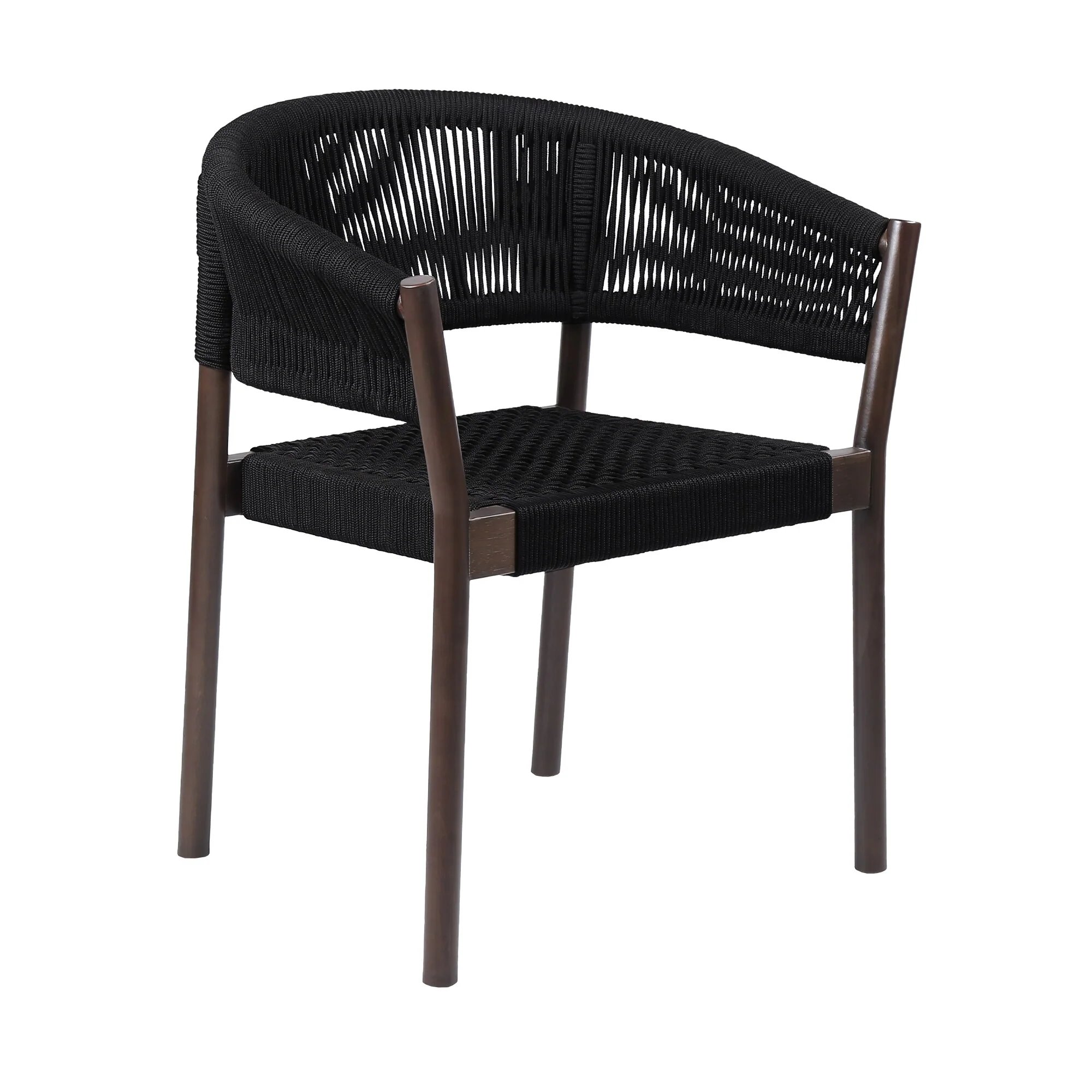 Doris Indoor Outdoor Dining Chair in Light Eucalyptus Wood with Charcoal Rope (Set of 2)