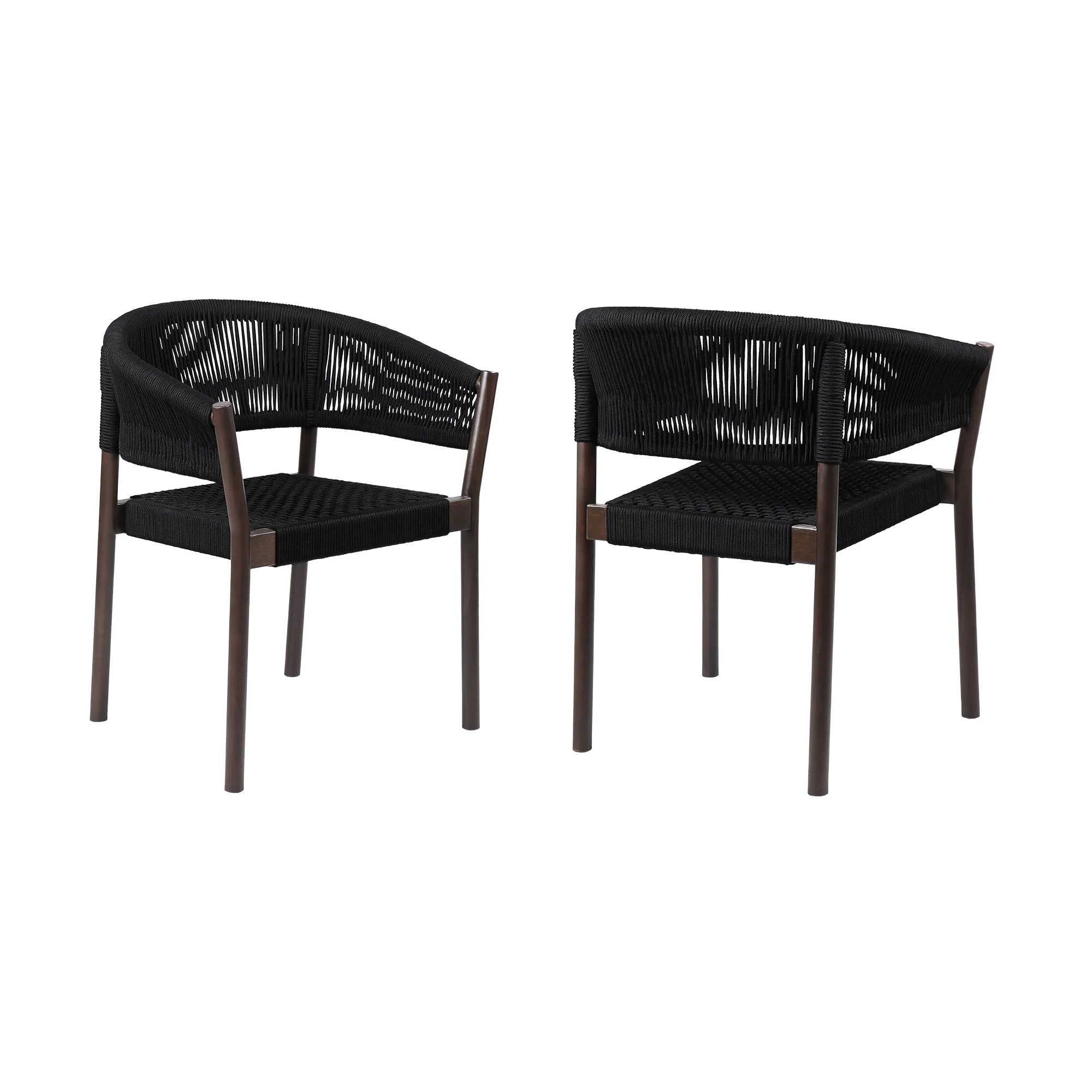 Doris Indoor Outdoor Dining Chair in Light Eucalyptus Wood with Charcoal Rope (Set of 2)