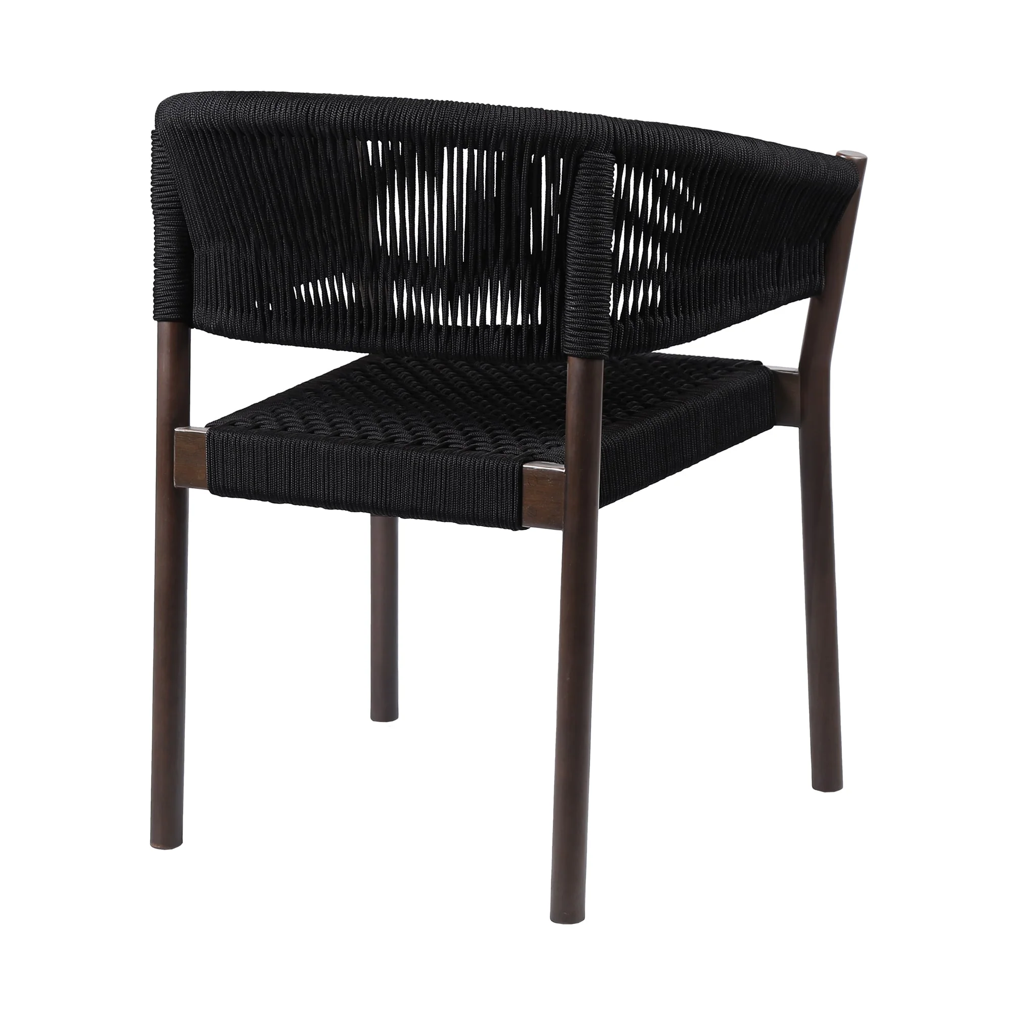 Doris Indoor Outdoor Dining Chair in Light Eucalyptus Wood with Charcoal Rope (Set of 2)