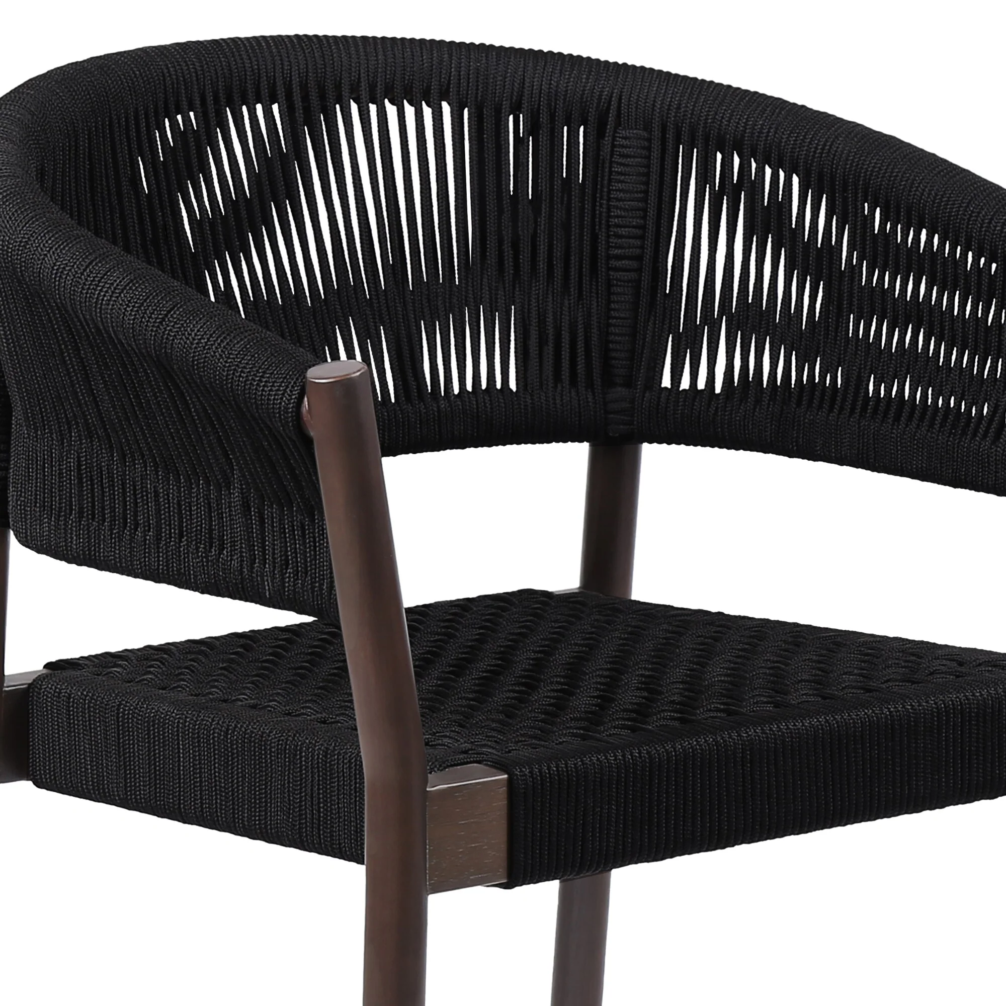 Doris Indoor Outdoor Dining Chair in Light Eucalyptus Wood with Charcoal Rope (Set of 2)