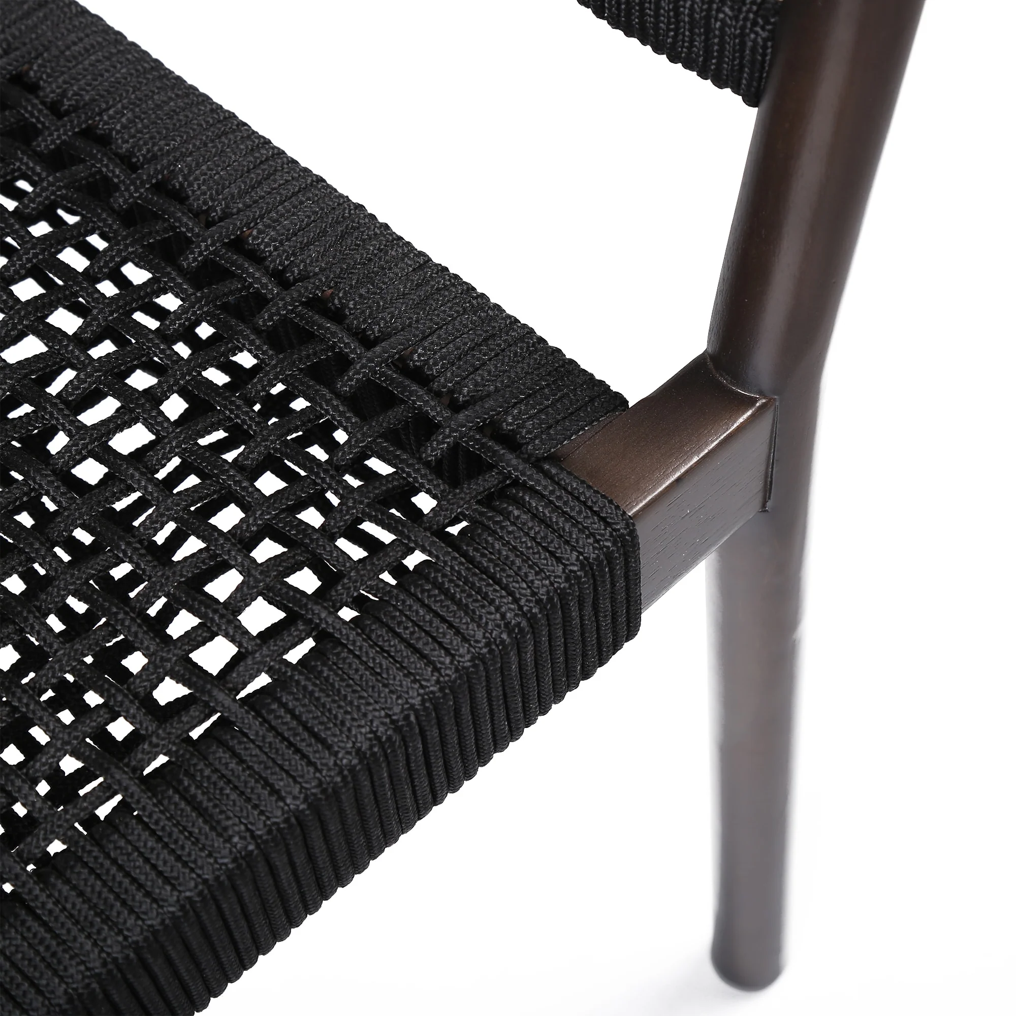 Doris Indoor Outdoor Dining Chair in Light Eucalyptus Wood with Charcoal Rope (Set of 2)