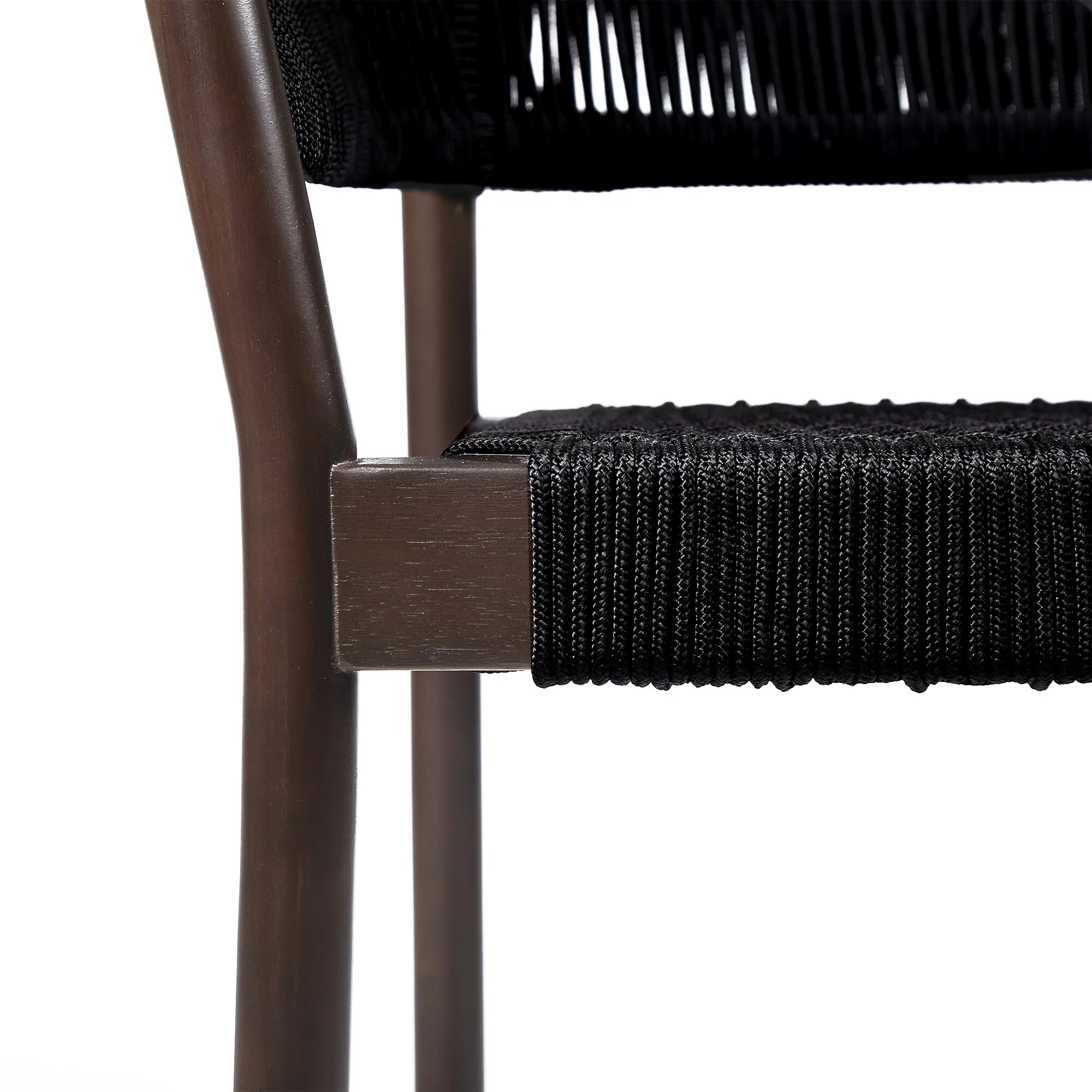 Doris Indoor Outdoor Dining Chair in Light Eucalyptus Wood with Charcoal Rope (Set of 2)