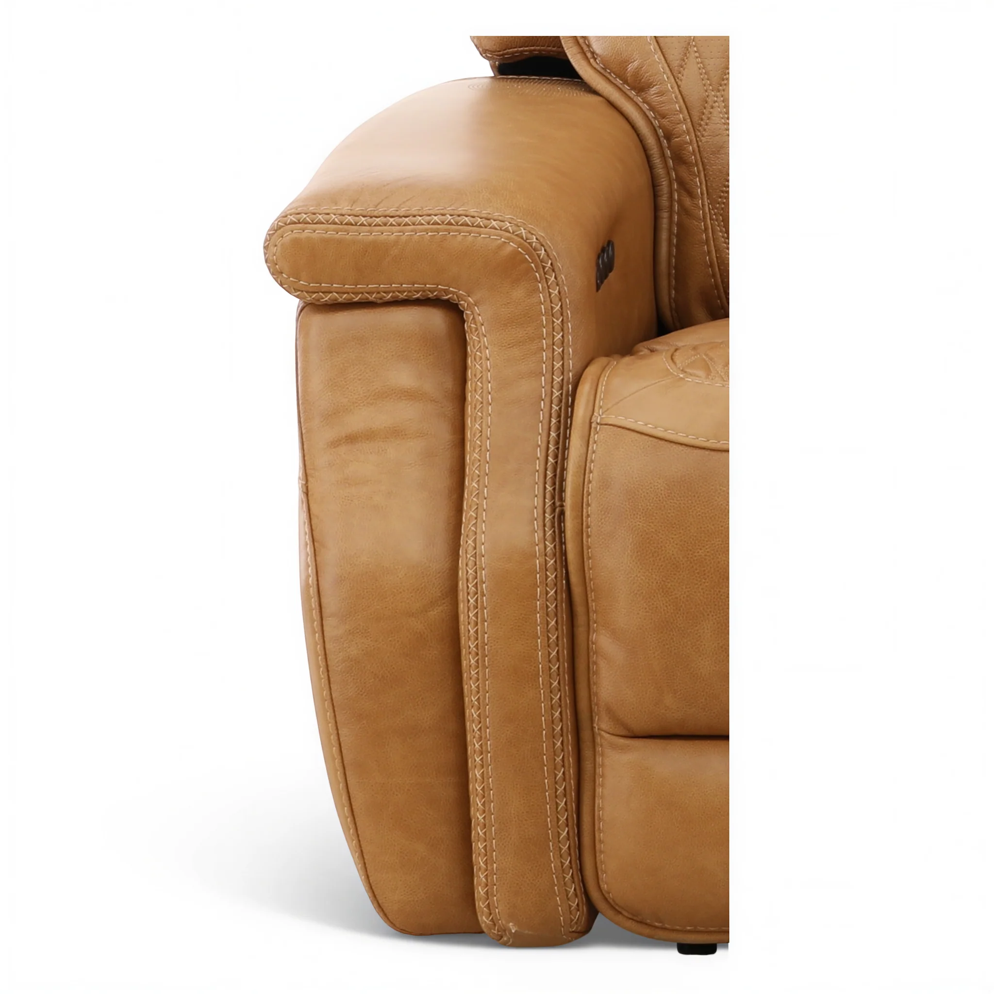 Denton Leather Power Reclining Home Theater Console Loveseat