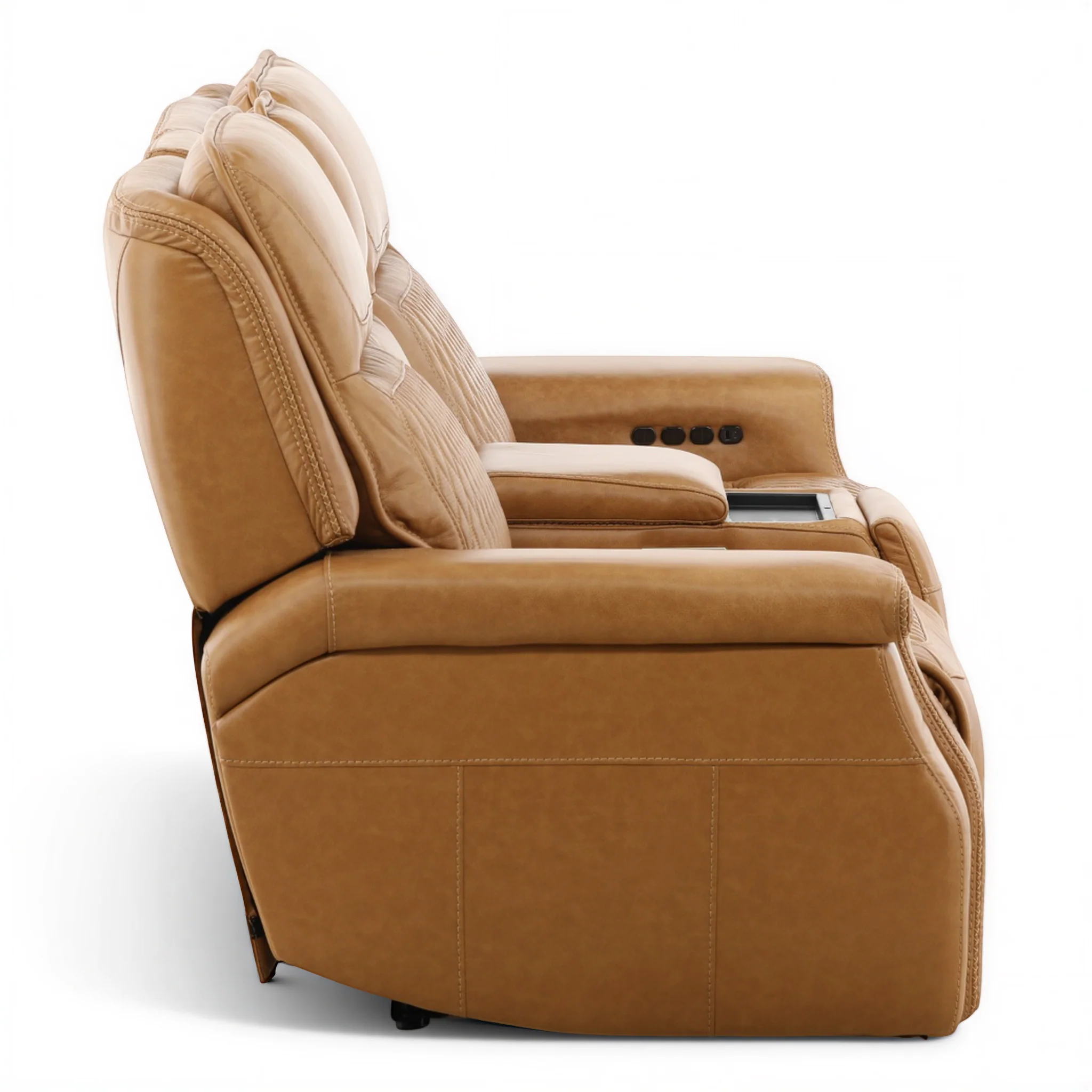 Denton Leather Power Reclining Home Theater Console Loveseat