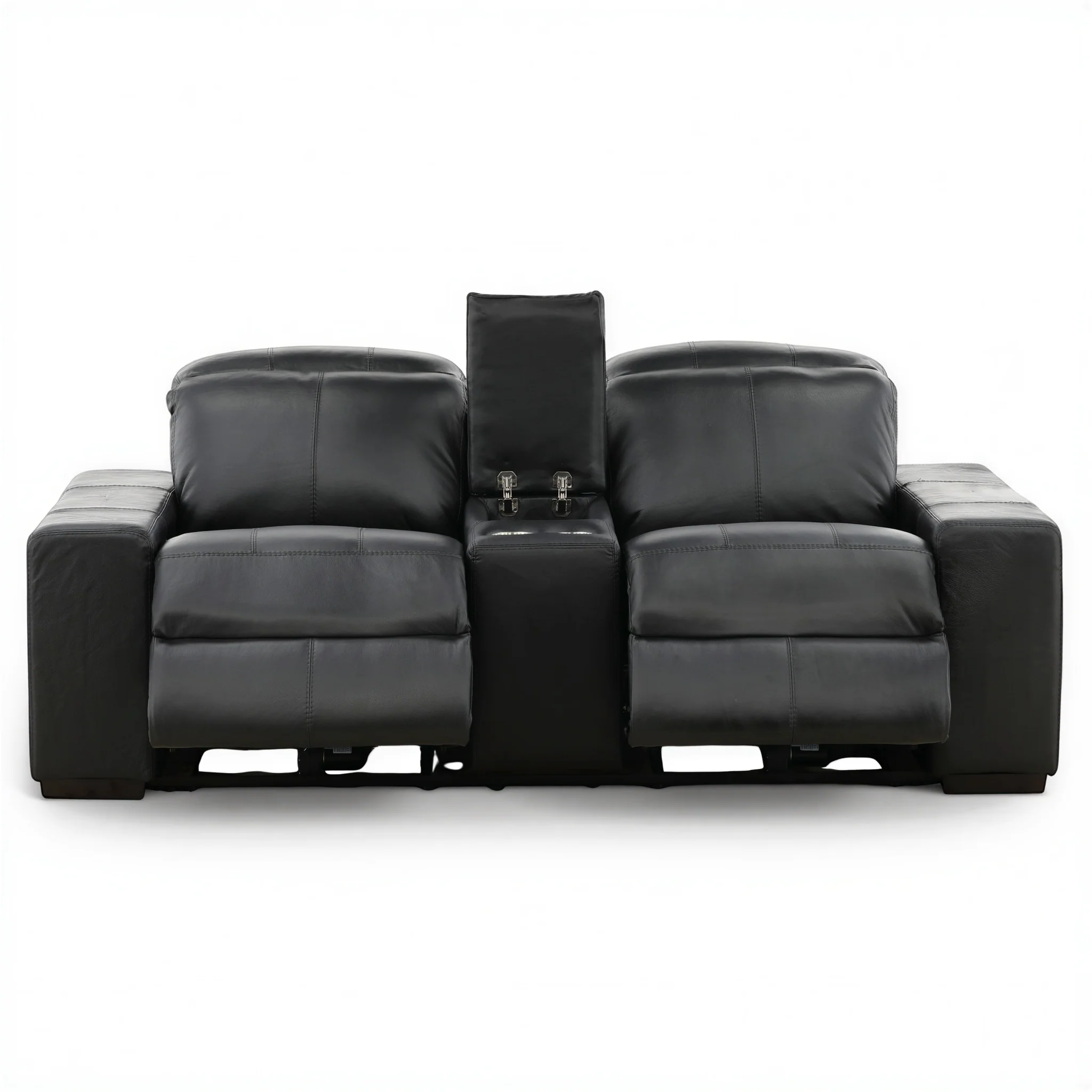 Evren Power Leather Console Loveseat