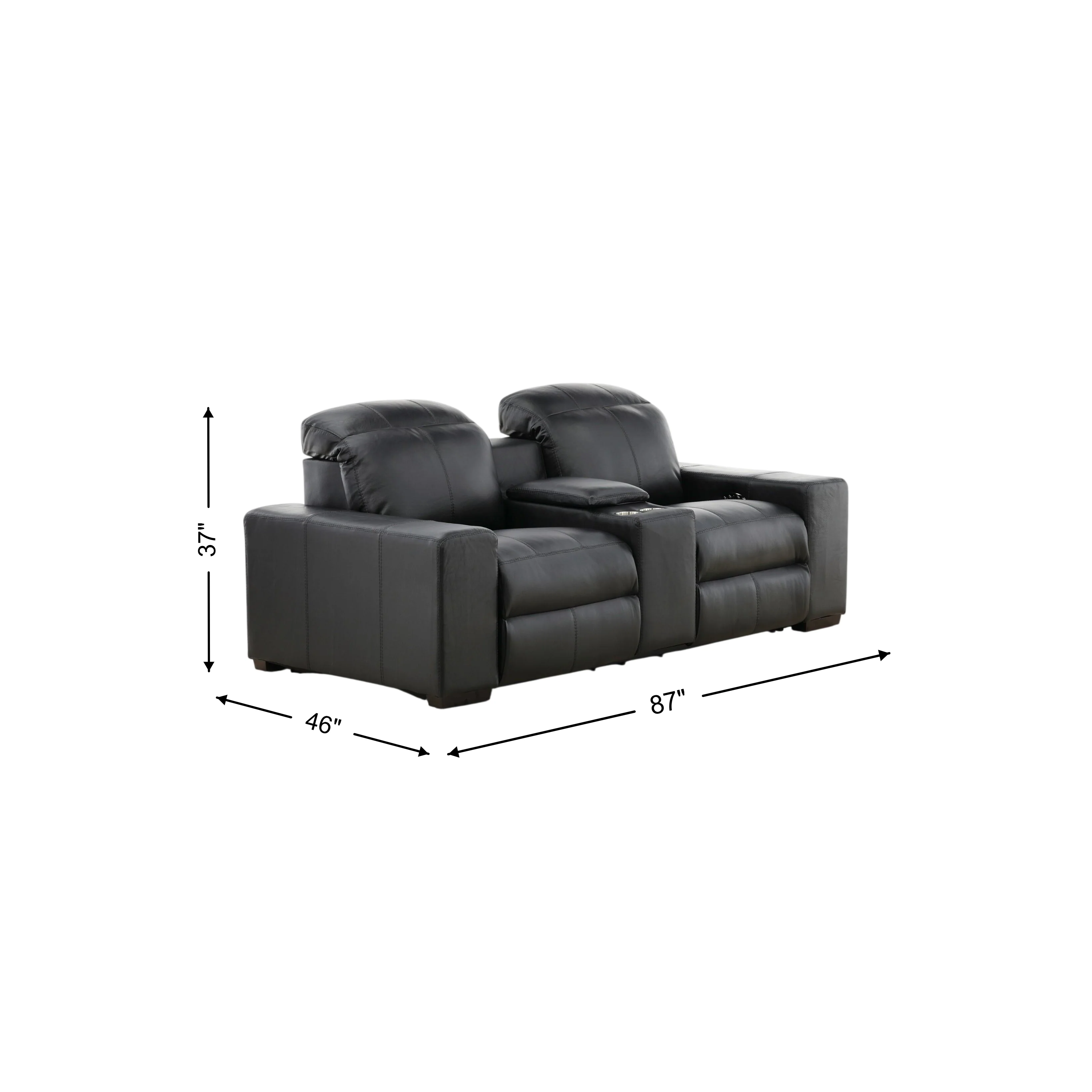 Evren Power Leather Console Loveseat