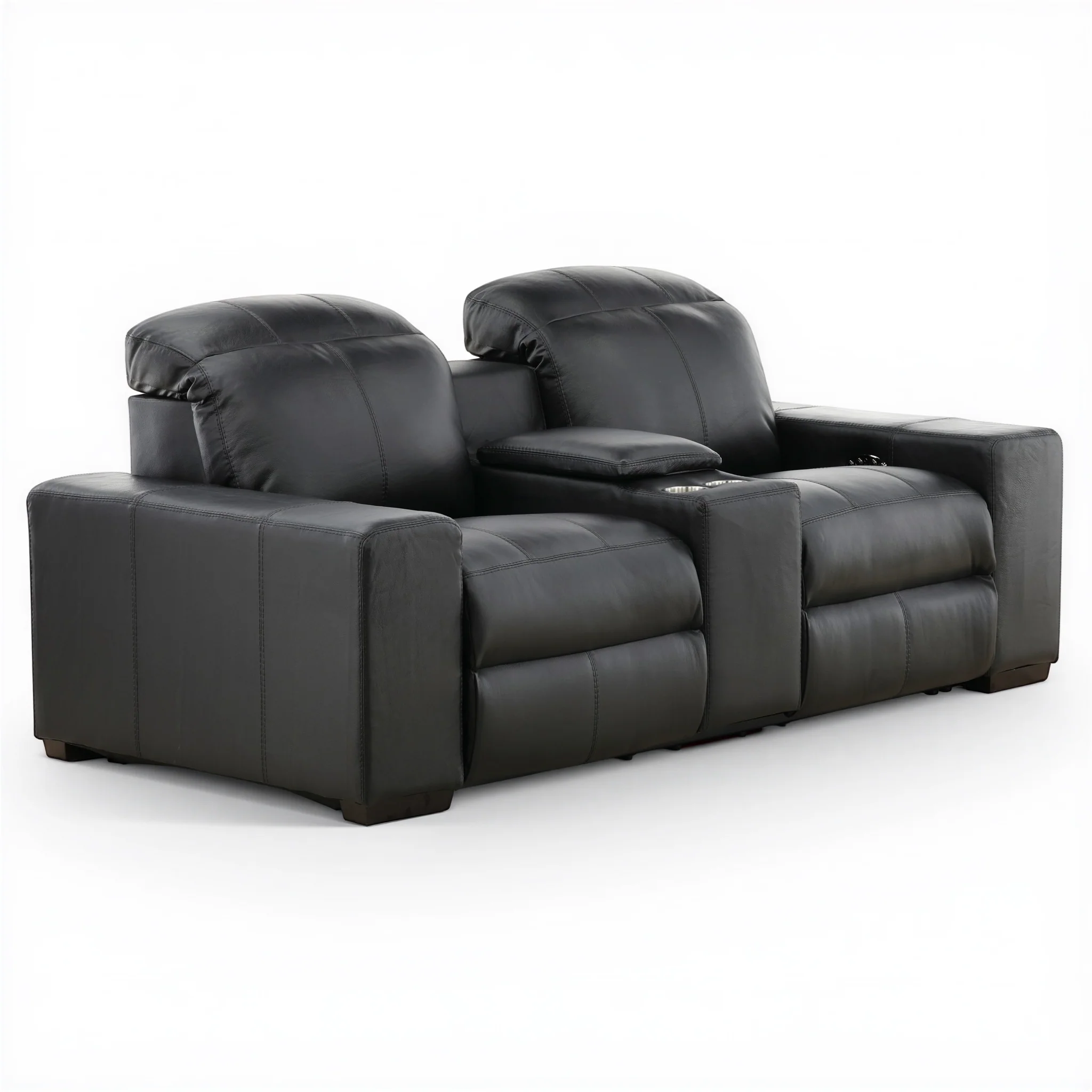 Evren Power Leather Console Loveseat
