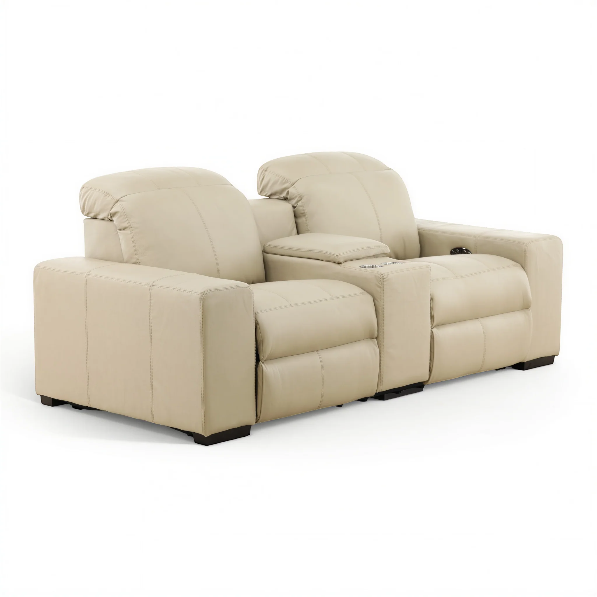 Evren Power Leather Console Loveseat
