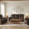 Flexsteel Trey Leather Power Reclining Sofa with Drop-Down Table