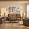 Flexsteel Trey Leather Power Reclining Sofa with Drop-Down Table