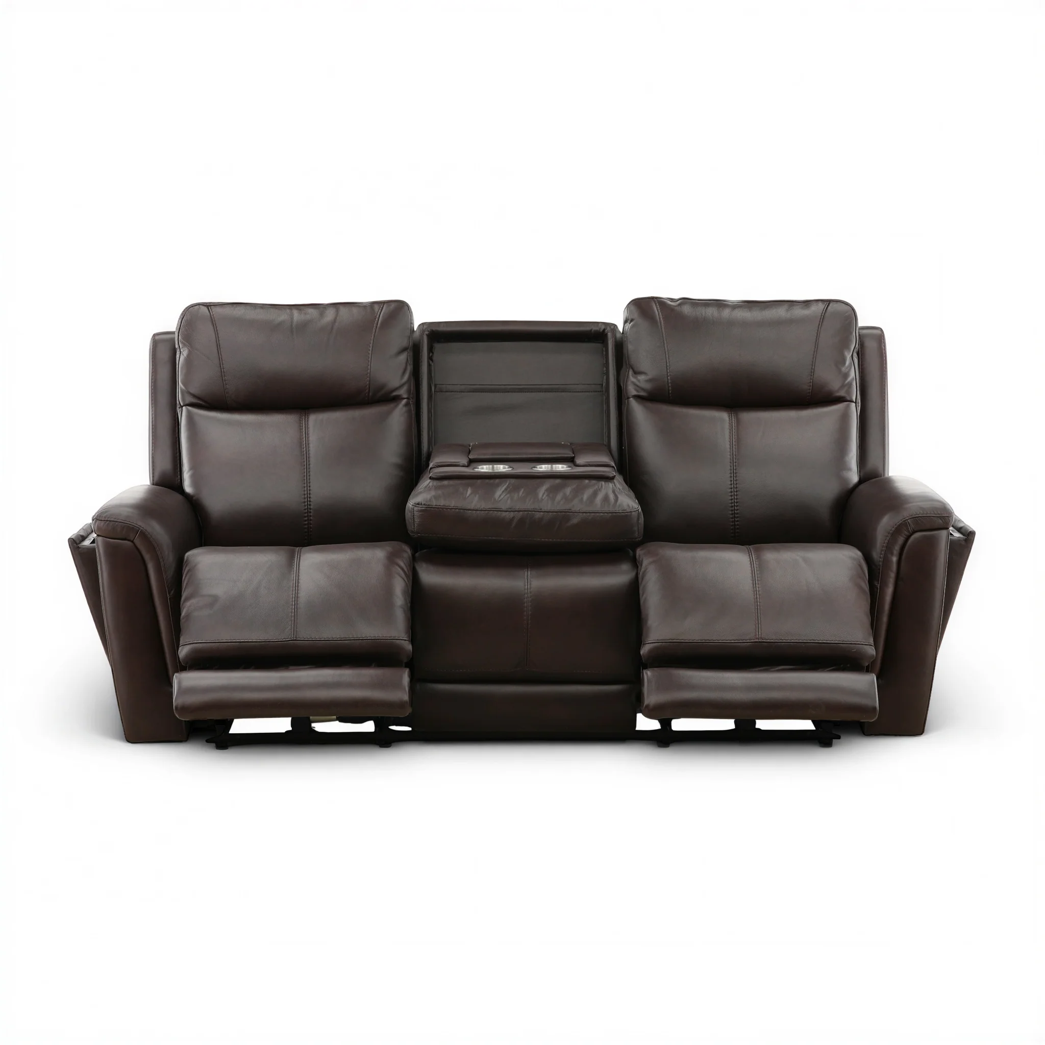 Flexsteel Trey Leather Power Reclining Sofa with Drop-Down Table