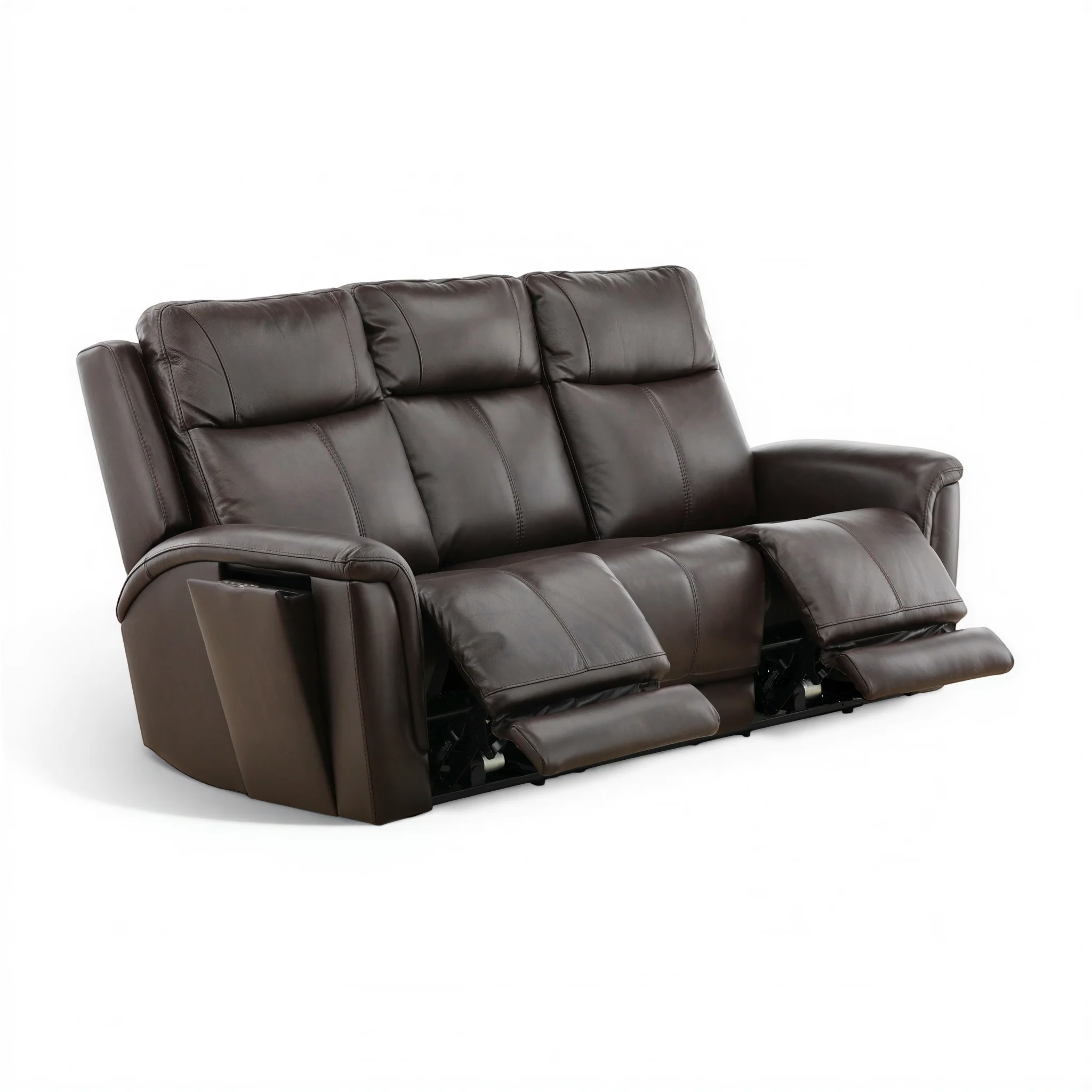 Flexsteel Trey Leather Power Reclining Sofa with Drop-Down Table