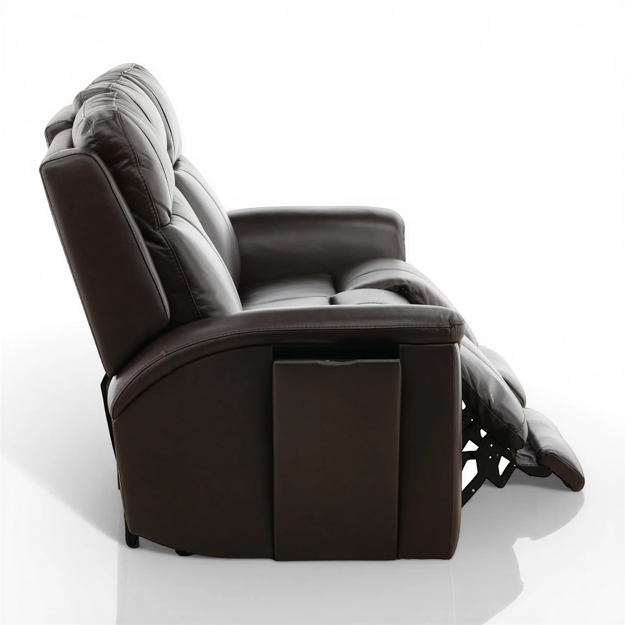 Flexsteel Trey Leather Power Reclining Sofa with Drop-Down Table