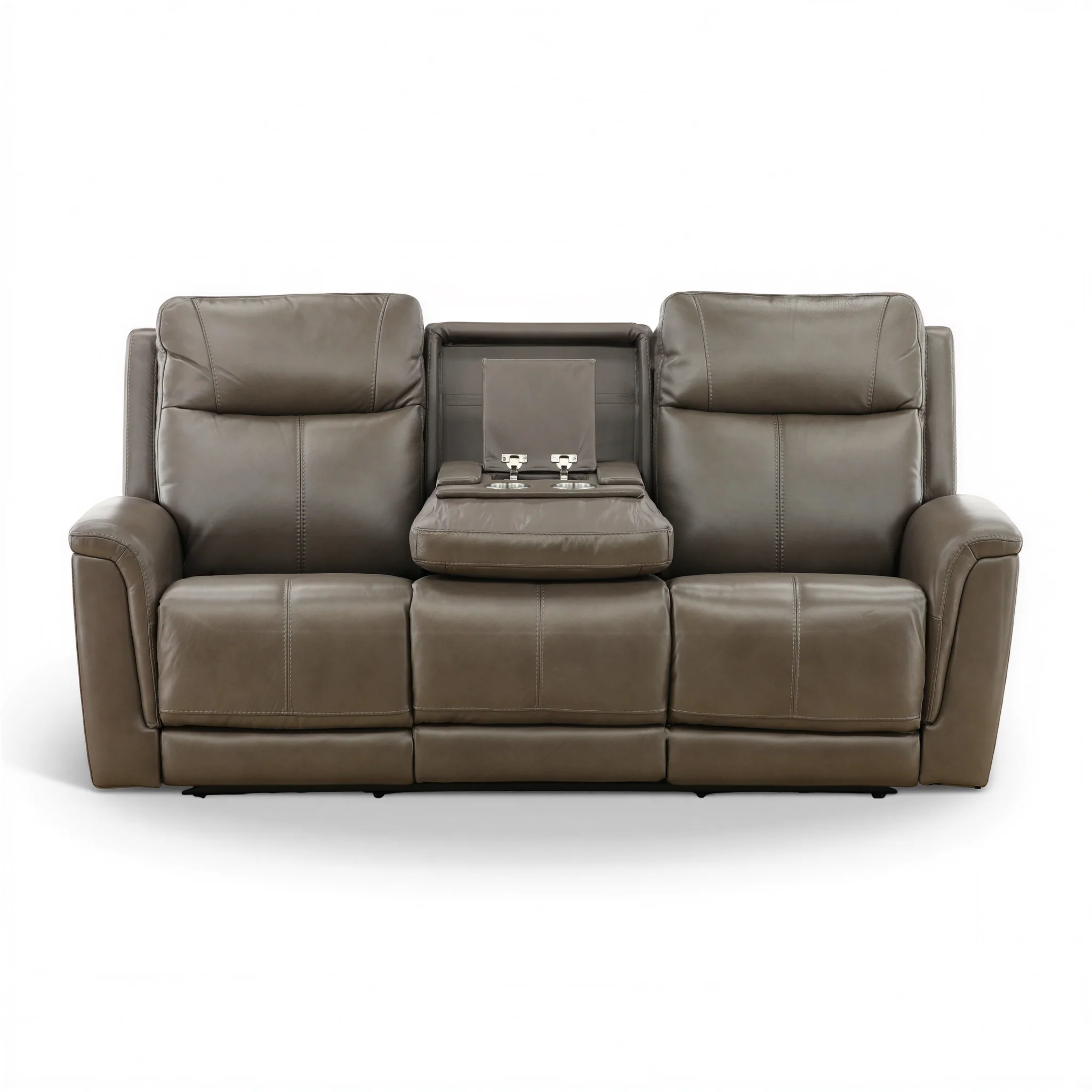 Flexsteel Trey Leather Power Reclining Sofa with Drop-Down Table
