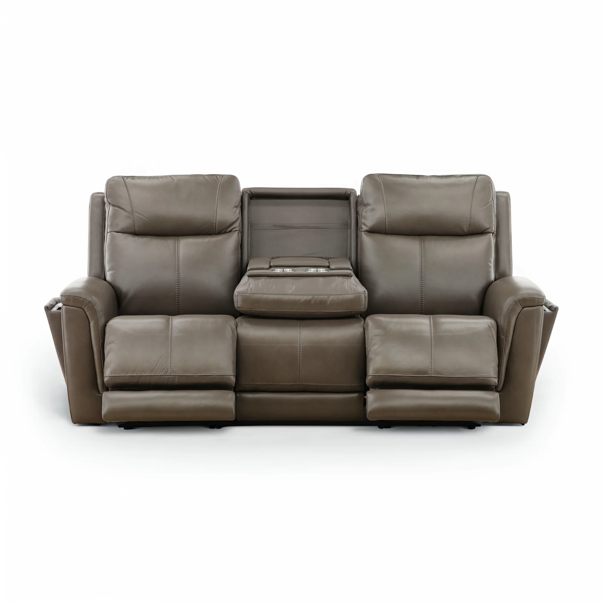 Flexsteel Trey Leather Power Reclining Sofa with Drop-Down Table