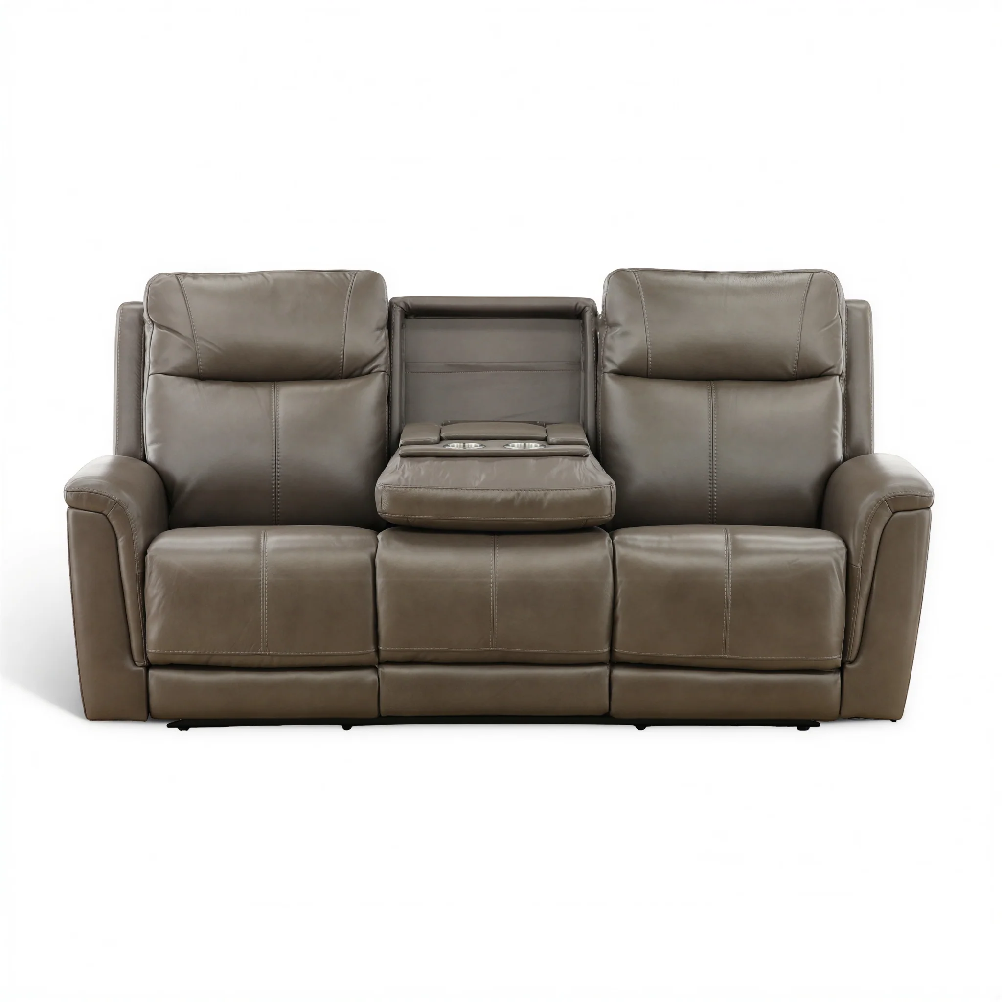 Flexsteel Trey Leather Power Reclining Sofa with Drop-Down Table