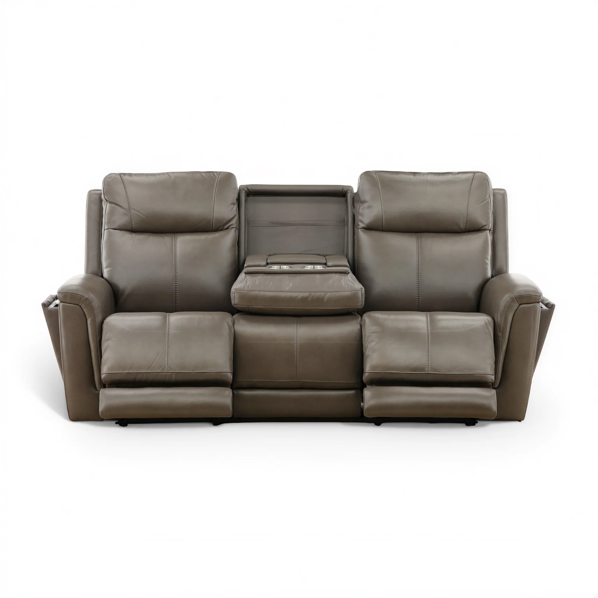 Flexsteel Trey Leather Power Reclining Sofa with Drop-Down Table