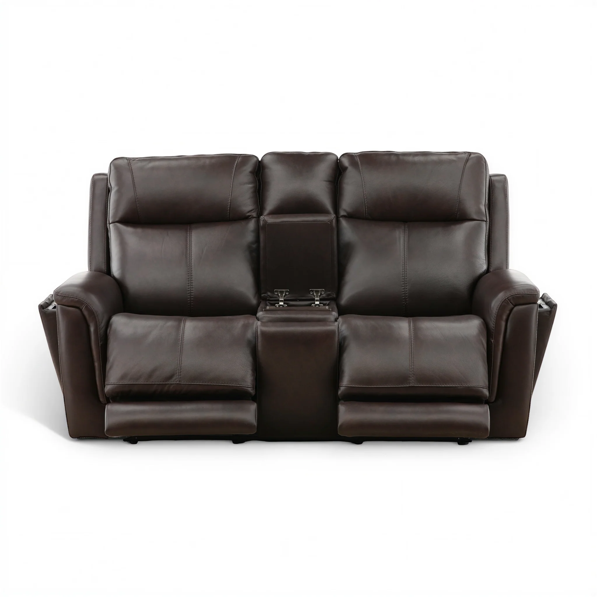 Flexsteel Trey Leather Power Reclining Console Loveseat