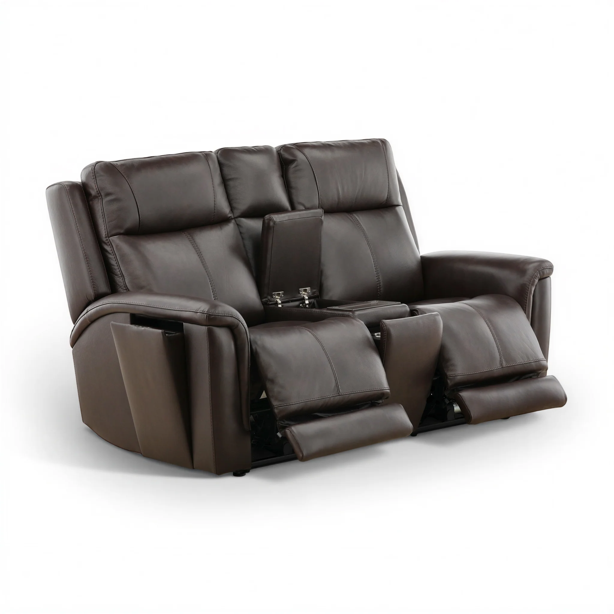 Flexsteel Trey Leather Power Reclining Console Loveseat