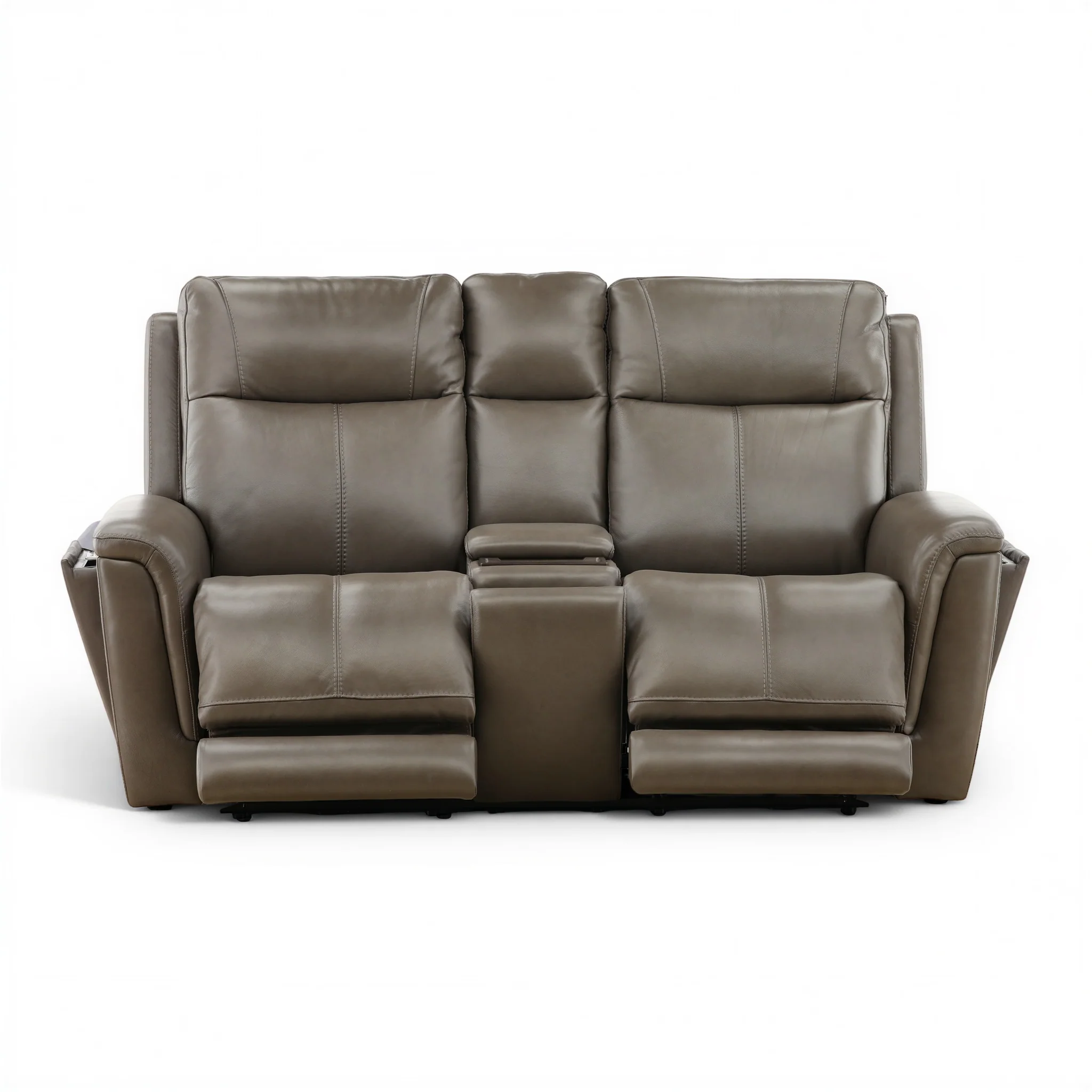 Flexsteel Trey Leather Power Reclining Console Loveseat