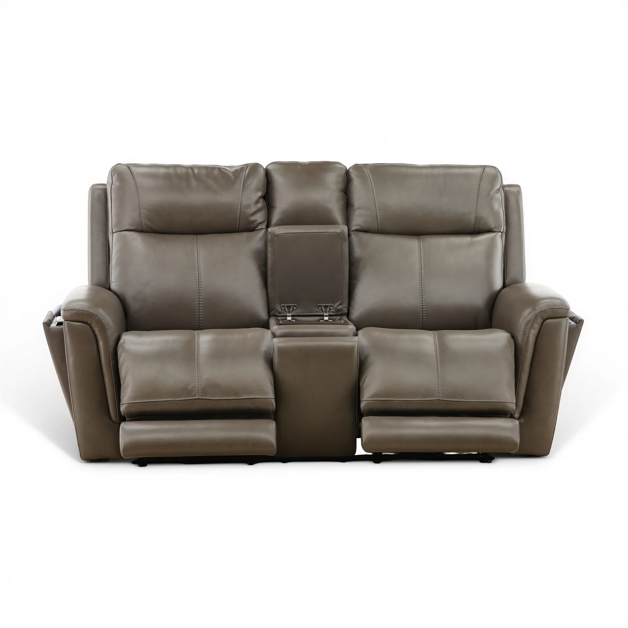 Flexsteel Trey Leather Power Reclining Console Loveseat