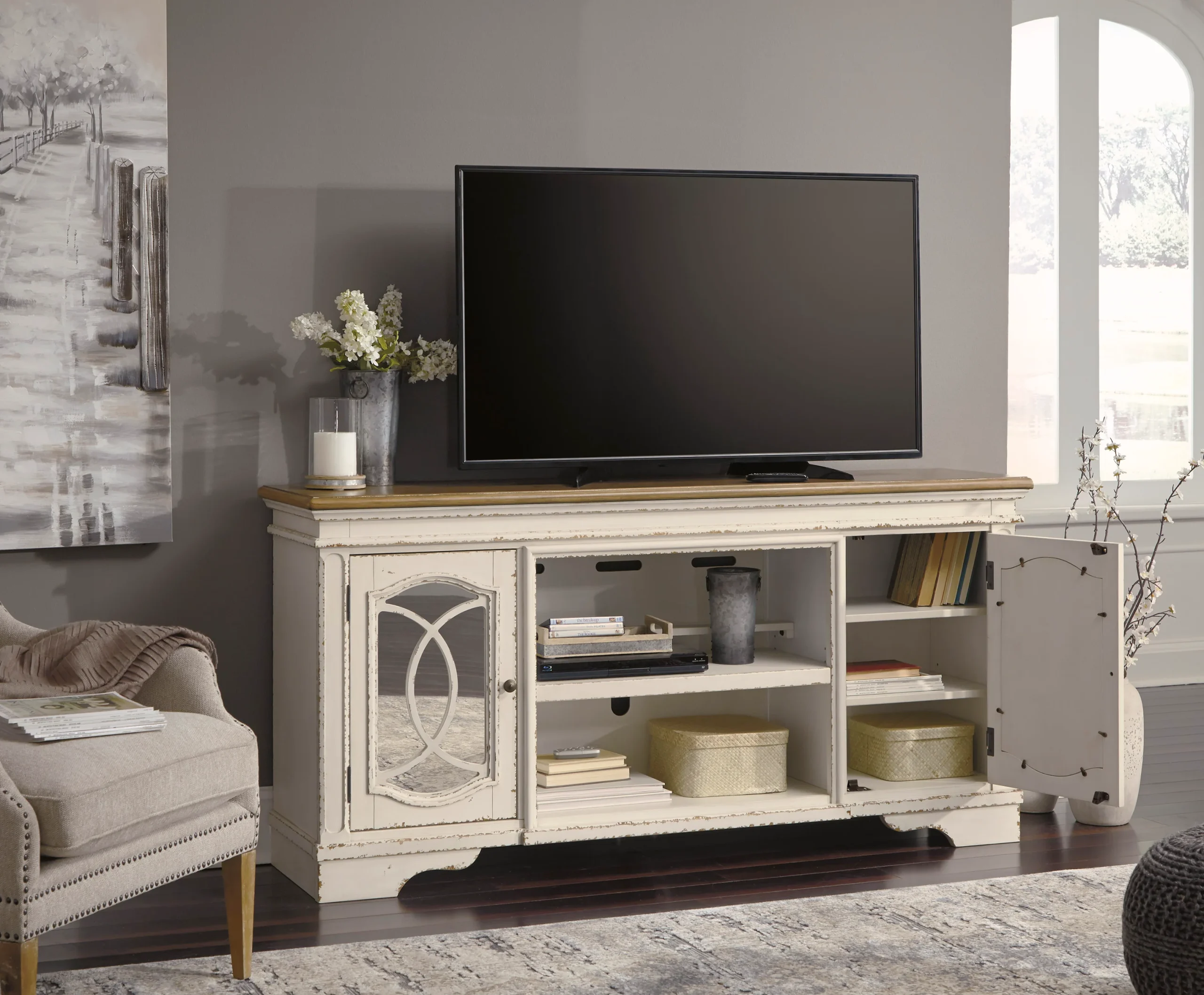 Realyn XL TV Stand with Fireplace Option