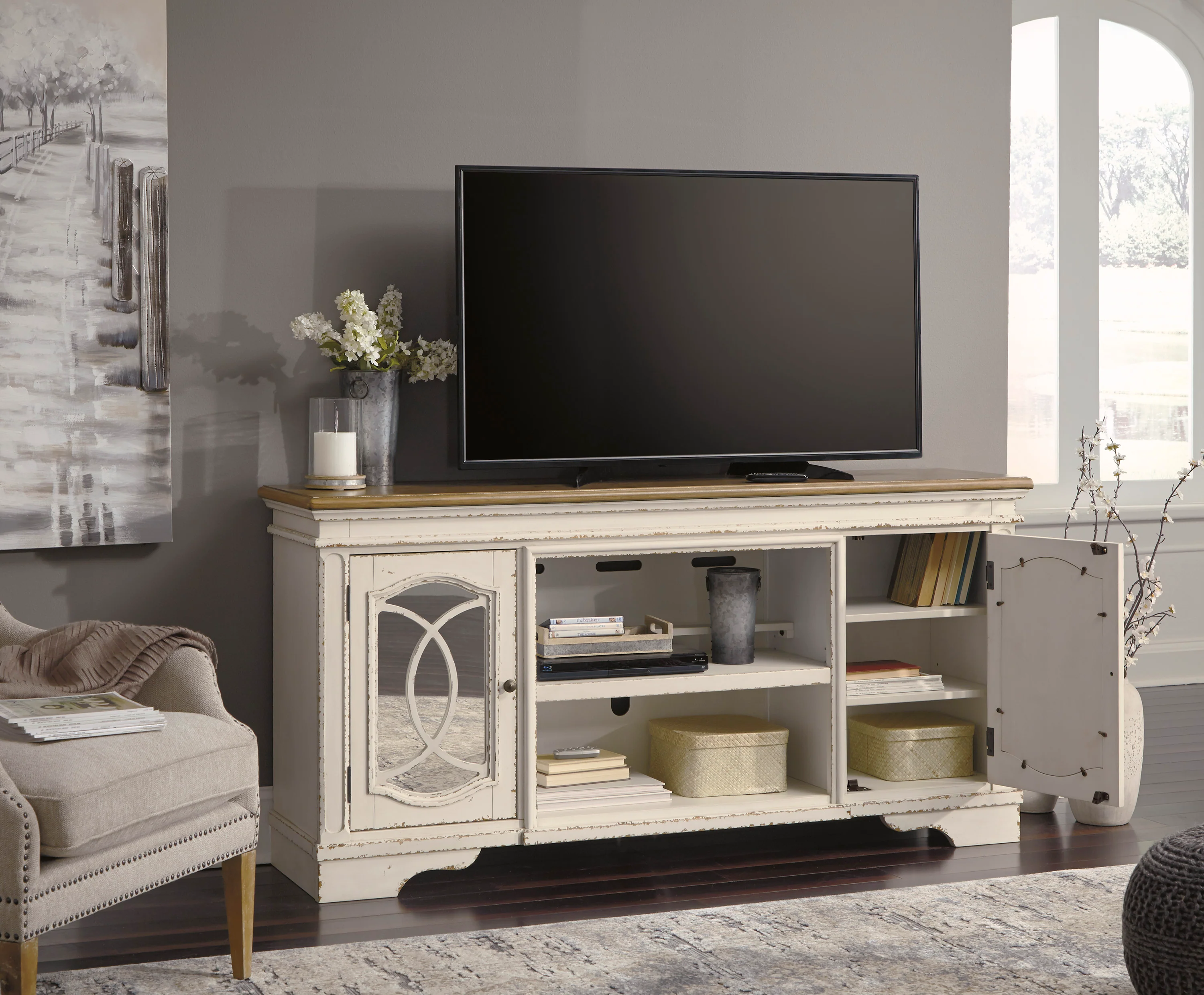 Realyn XL TV Stand with Fireplace Option