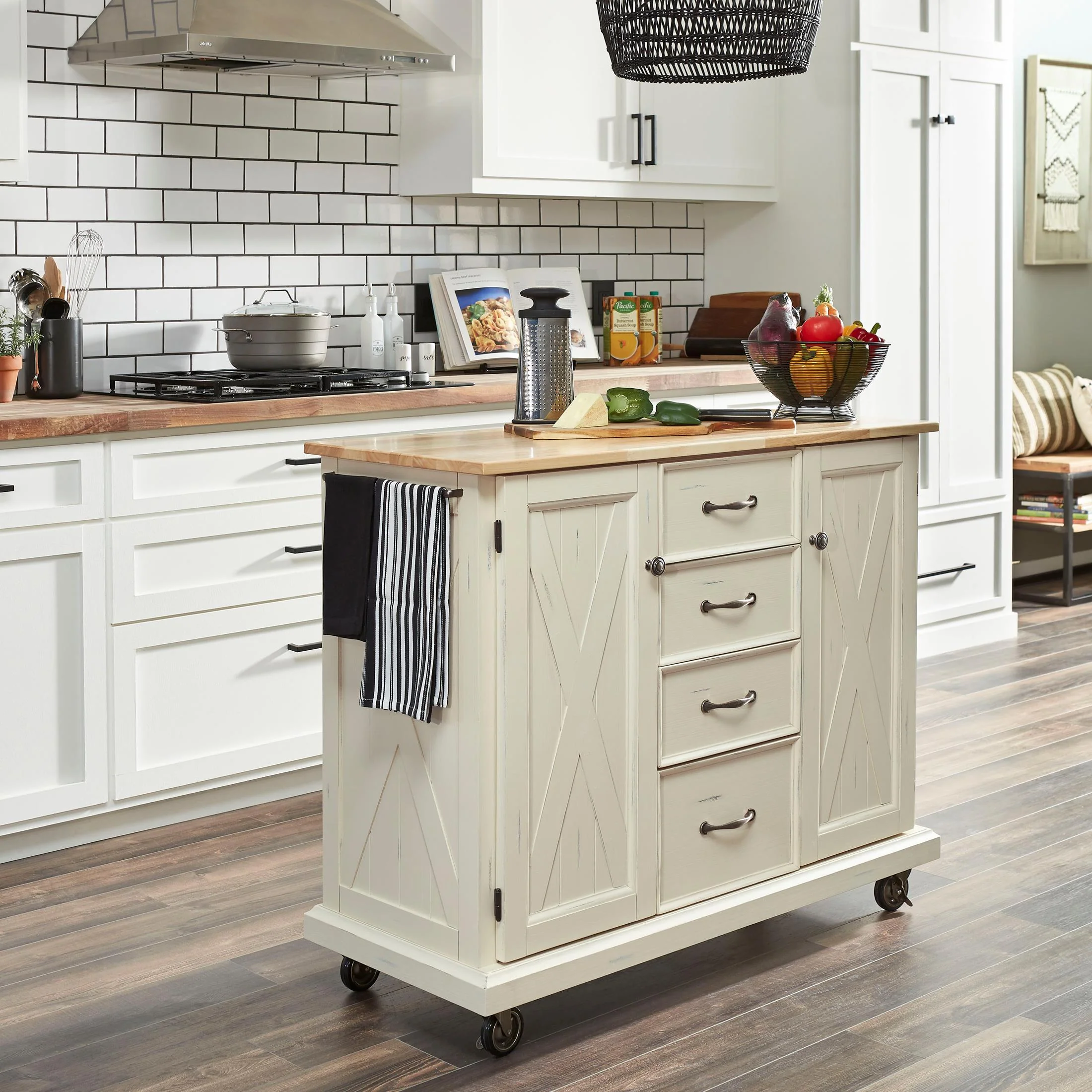 Bay Lodge Wood Top Kitchen Cart