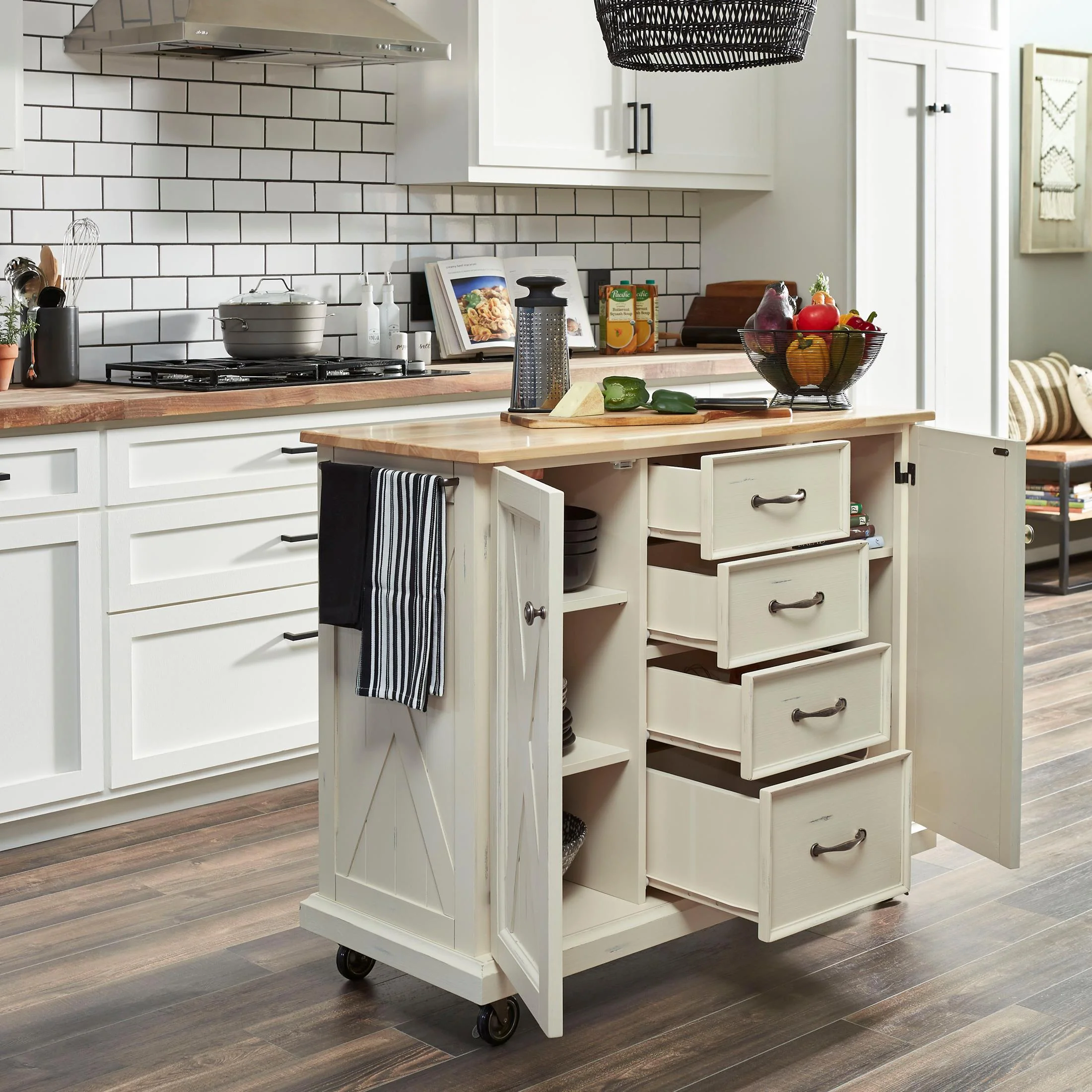 Bay Lodge Wood Top Kitchen Cart